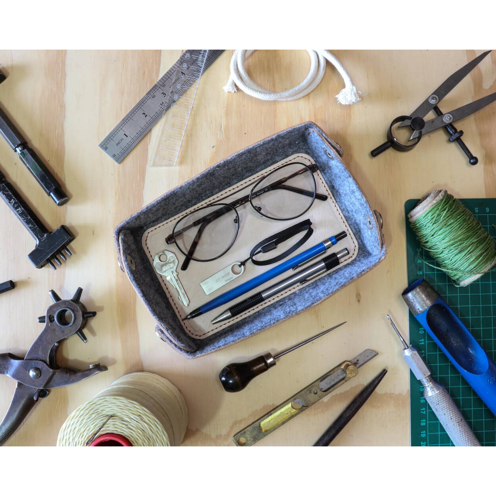 Tira bolsillos mediano color Natural