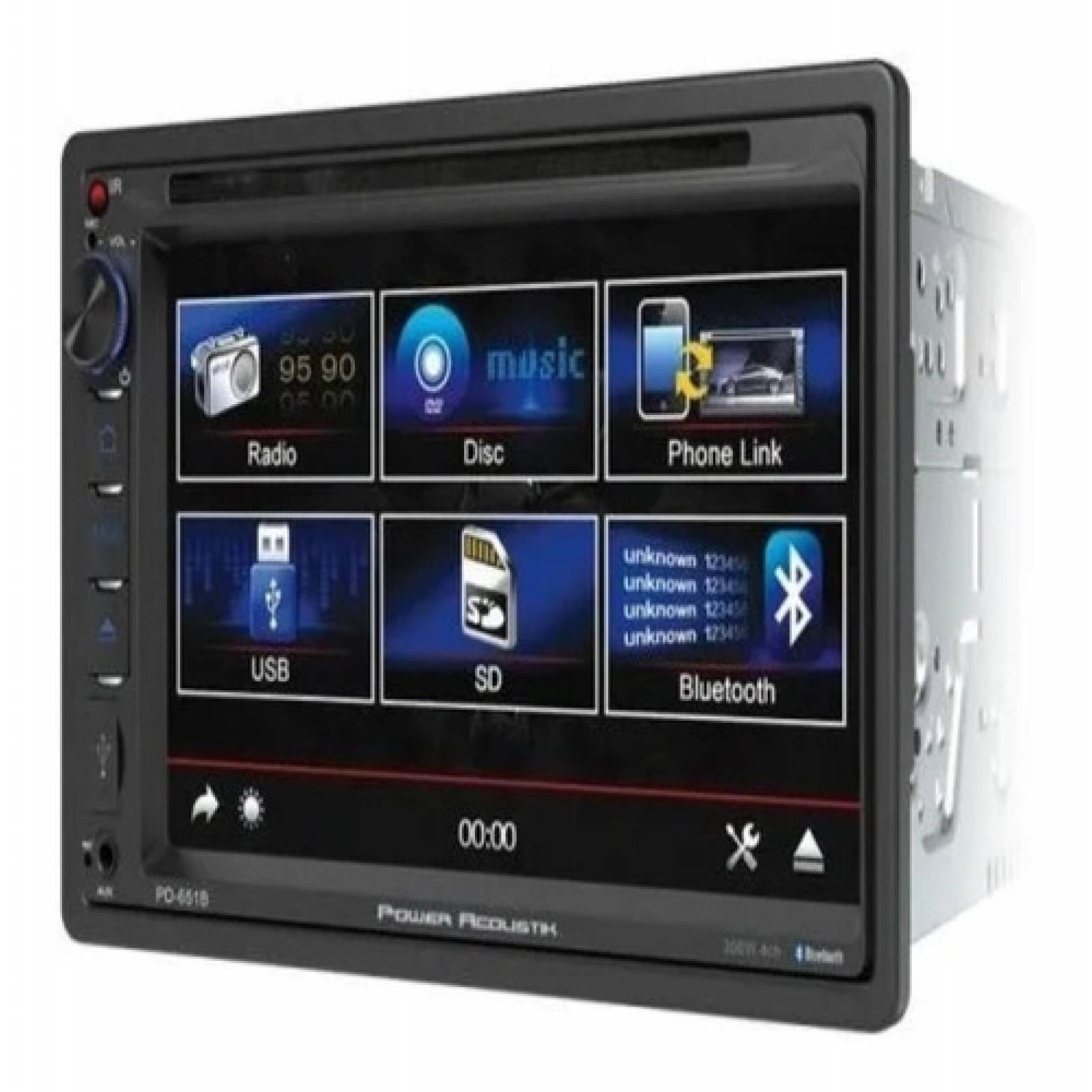 Pantalla Power Acoustik Pd651b 6 5puLG Dvd Usb Mirrorlink Bt