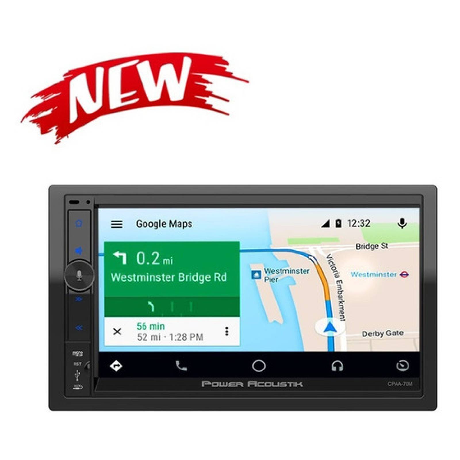 Pantalla Doble Din 7puLG Power Acoustik Cpaa 70m Carplay Bt 