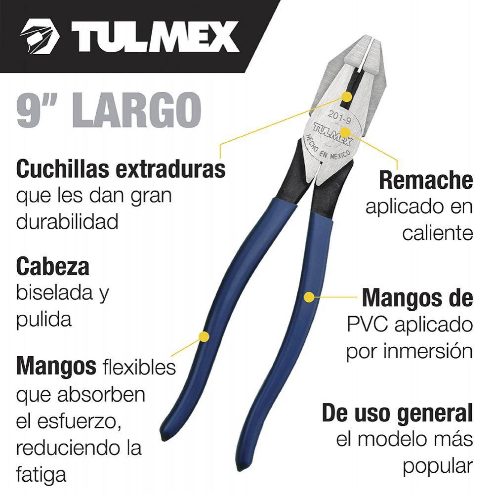Tulmex 201-9 Pinza de electricista clásica 9" 