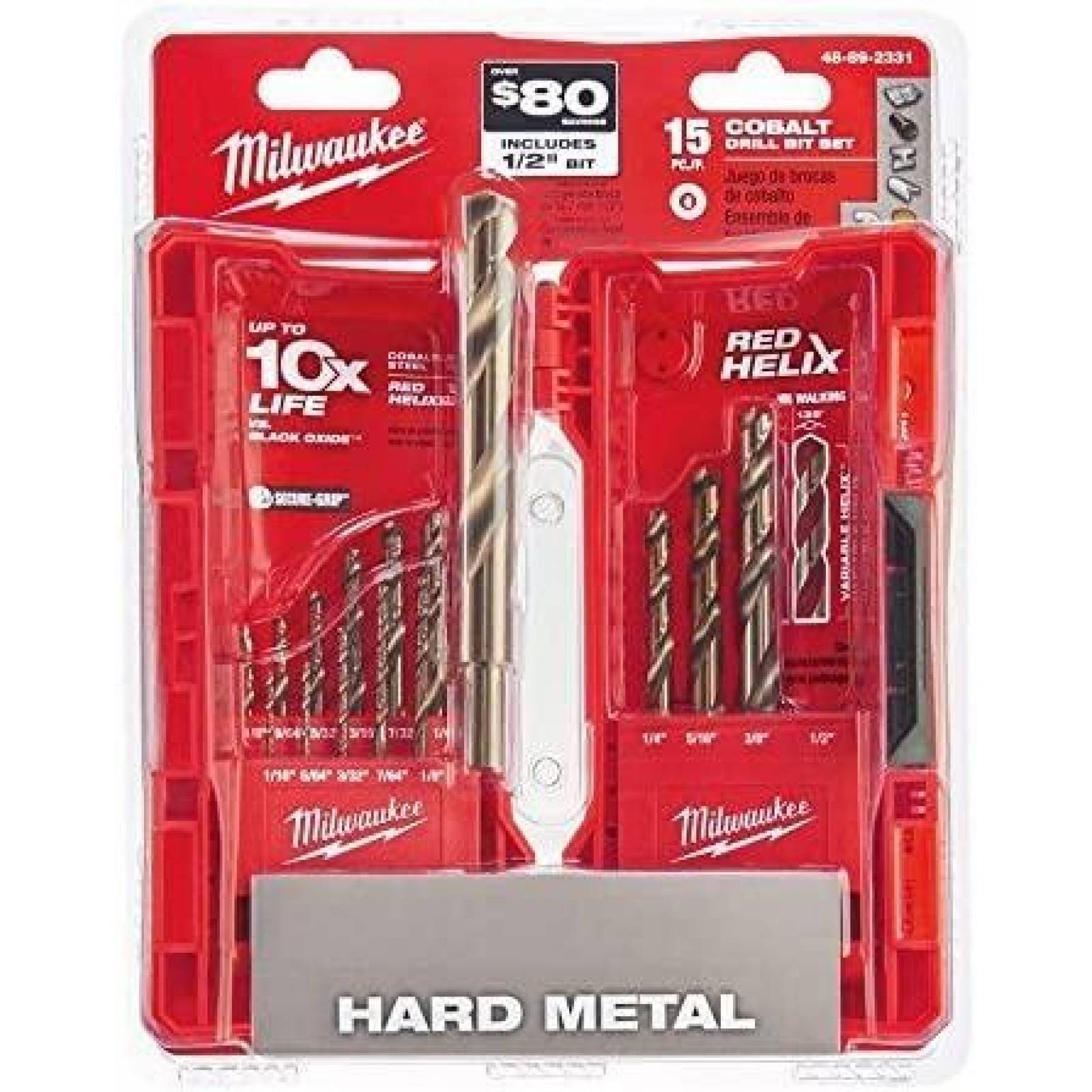 MILWAUKEE 48-89-2331 Juego de brocas de cobalto 15 piezas 