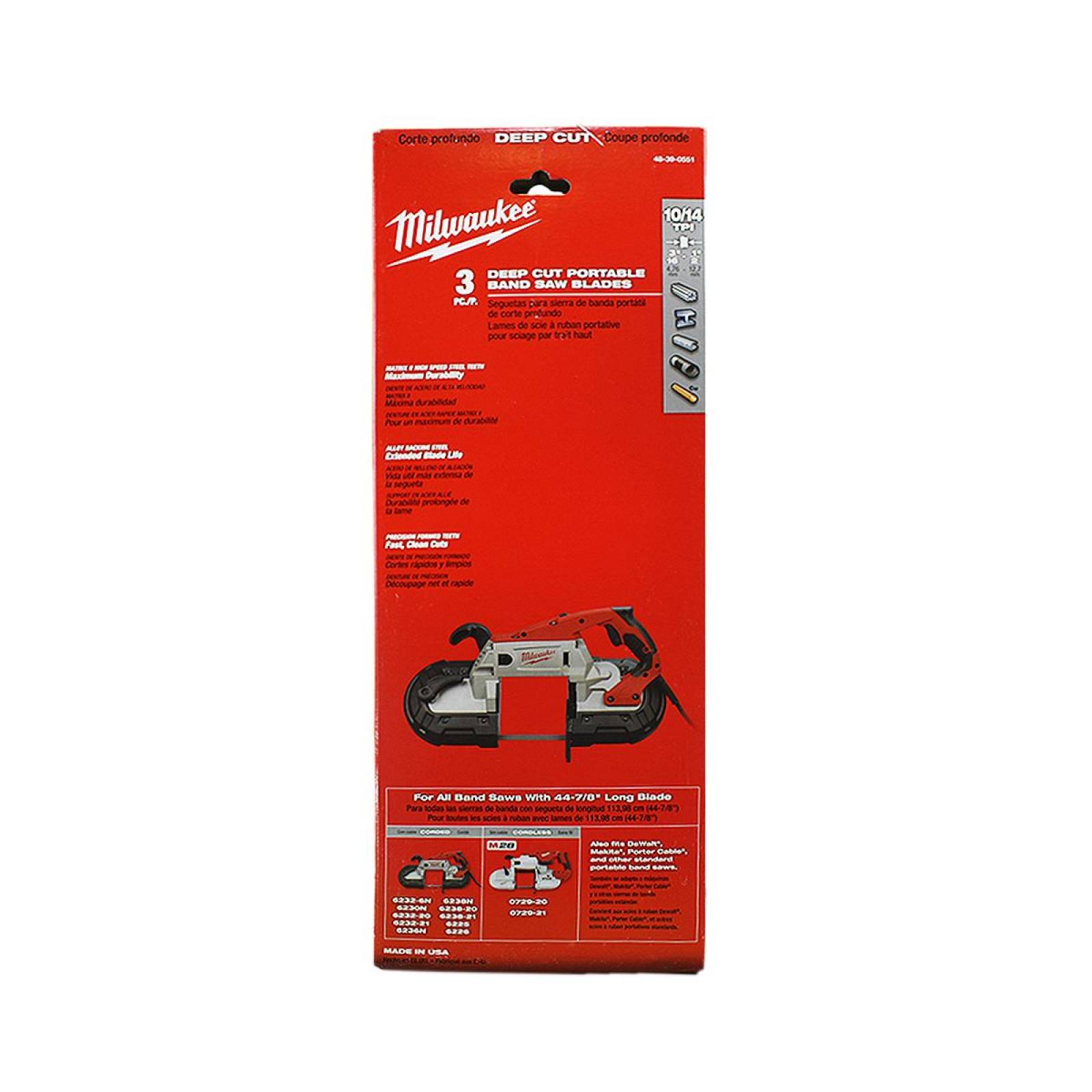 MILWAUKEE 48-39-0551 Segueta banda bimetalica 10/14 TPI. 3 pzas 