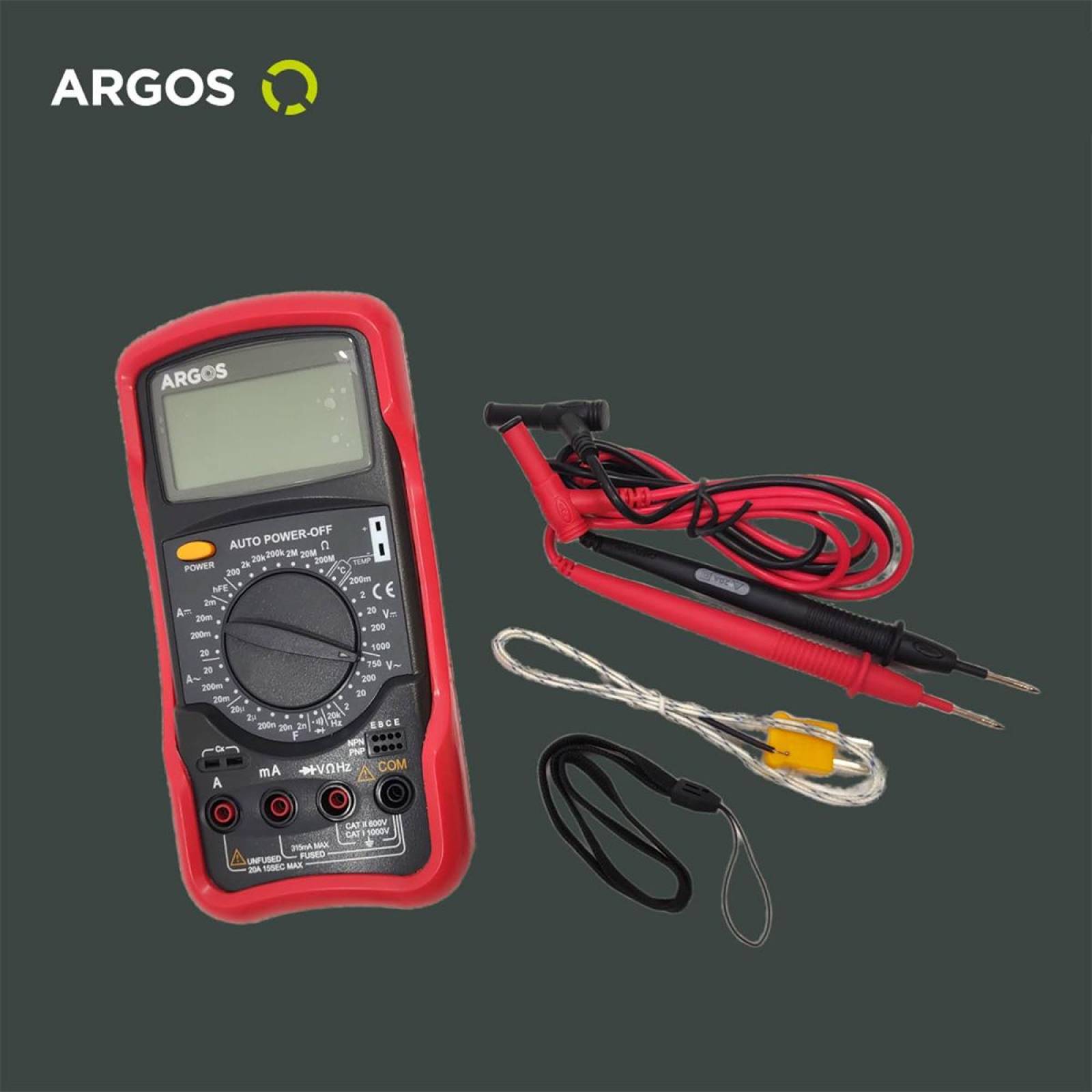 ARGOS 8850910 MULTÍMETRO DIGITAL CON TERMOPAR PROFESIONAL 