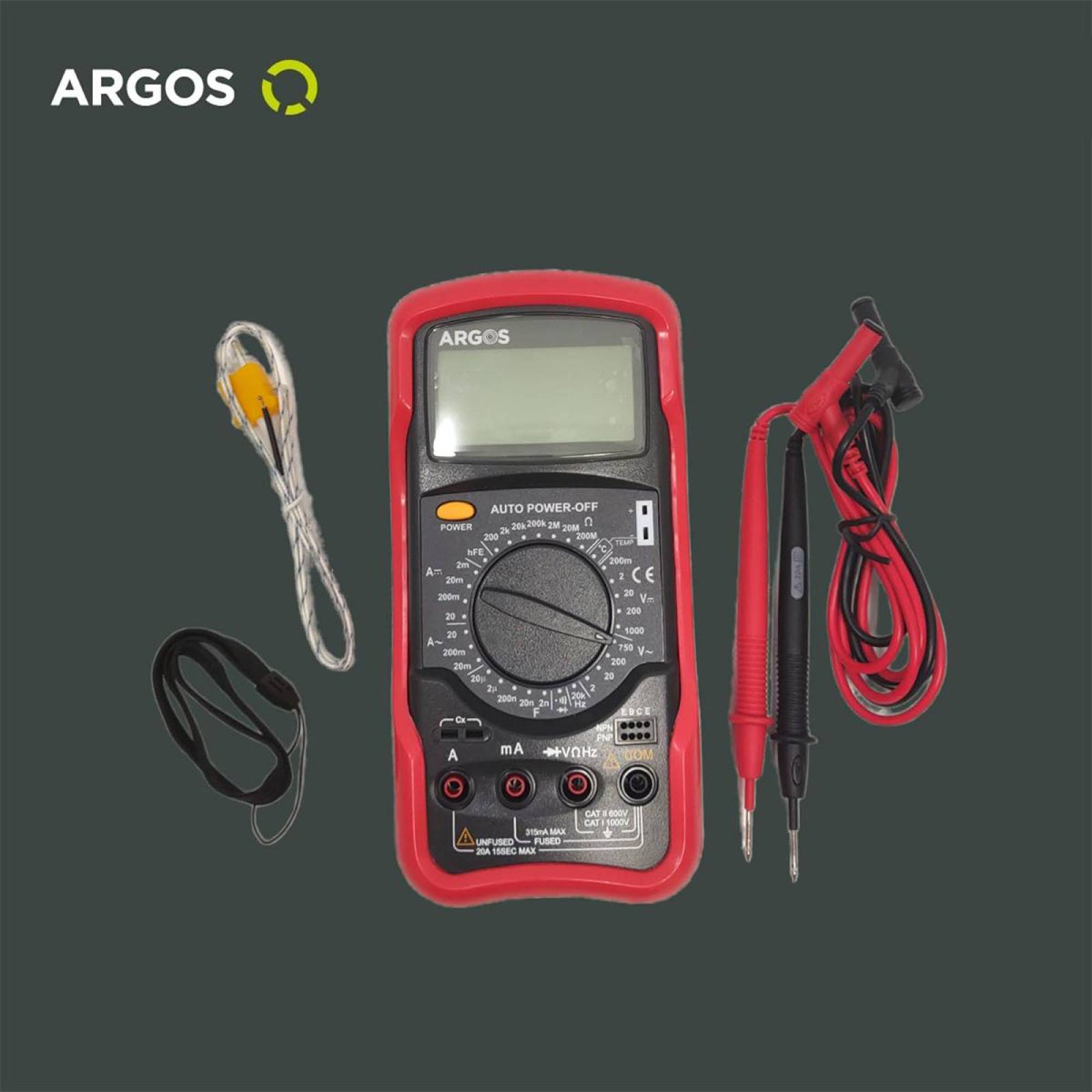 ARGOS 8850910 MULTÍMETRO DIGITAL CON TERMOPAR PROFESIONAL 