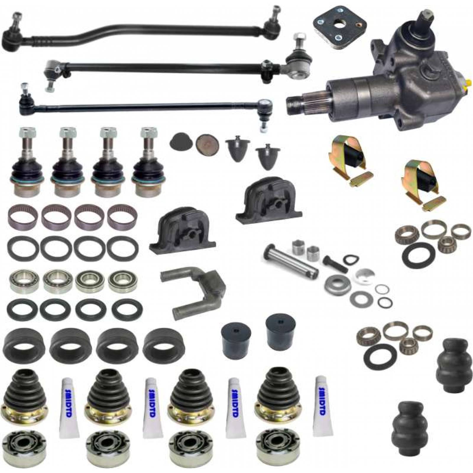 KIT SUSPENSION DELANTERA CON CAJA DE DIRECCION Y SUSPENSION TRASERA PARA VW COMBI 87-00 1.8L