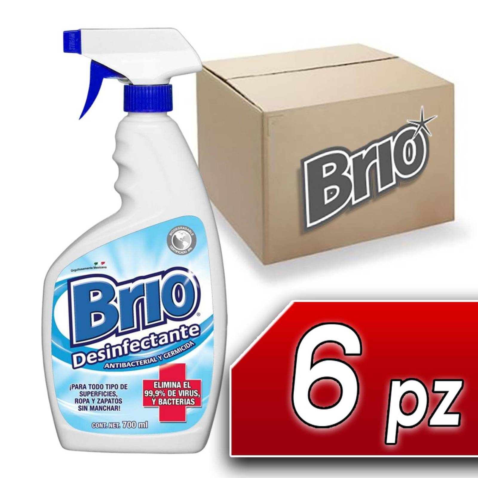 6PK - BRIO DESINFECTANTE ANTIBACTERIAL 700ML
