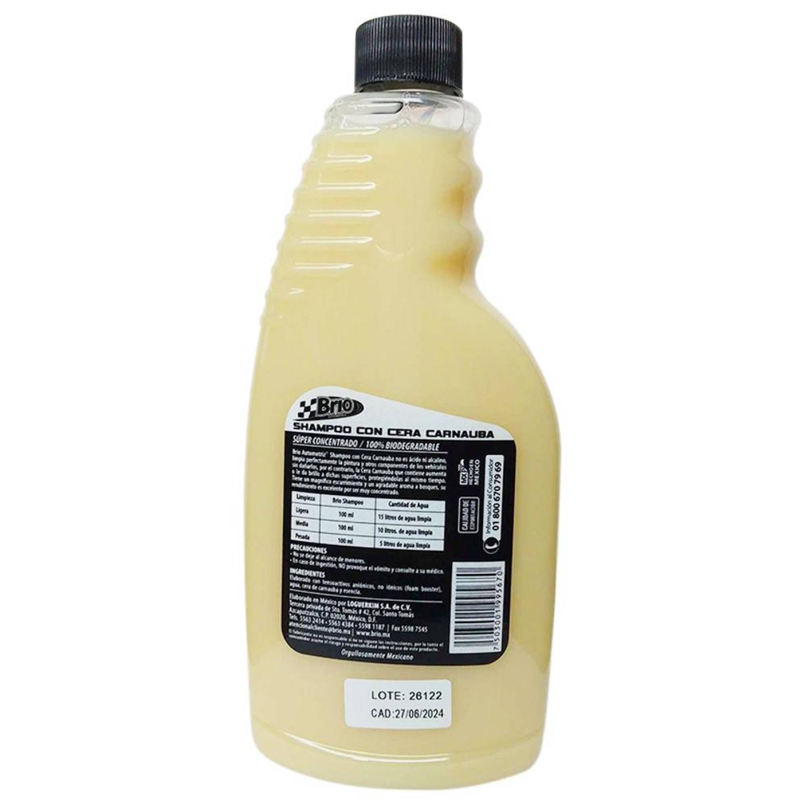 Brio Shampoo Automotriz Con Cera Carnauba 500Ml 