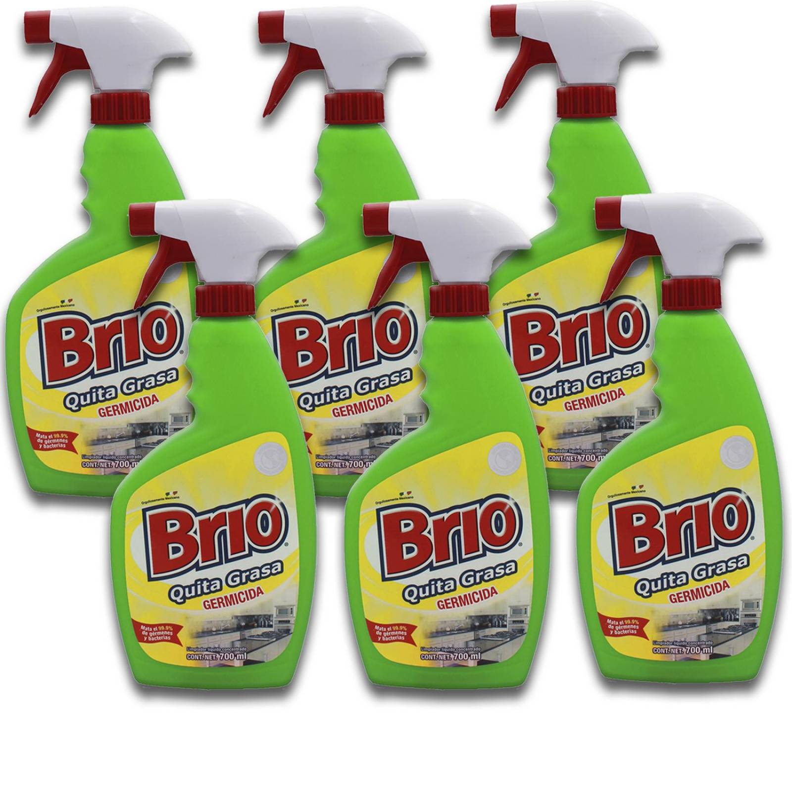 6Pk - Brio Quita Grasa Germicida 700Ml 