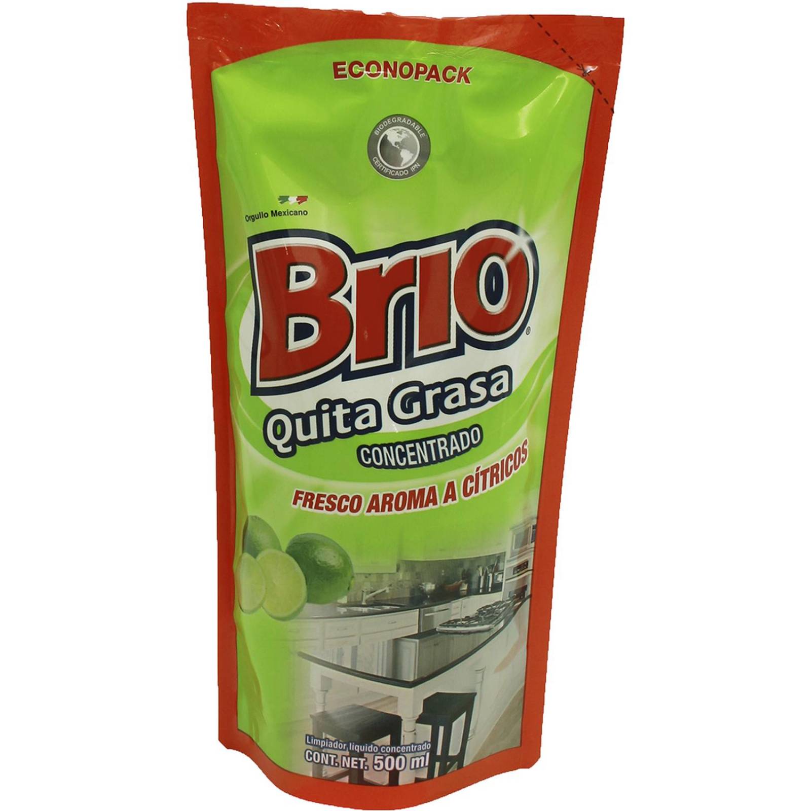 6Pk - Brio Quita Grasa Citricos Econopack 500Ml 