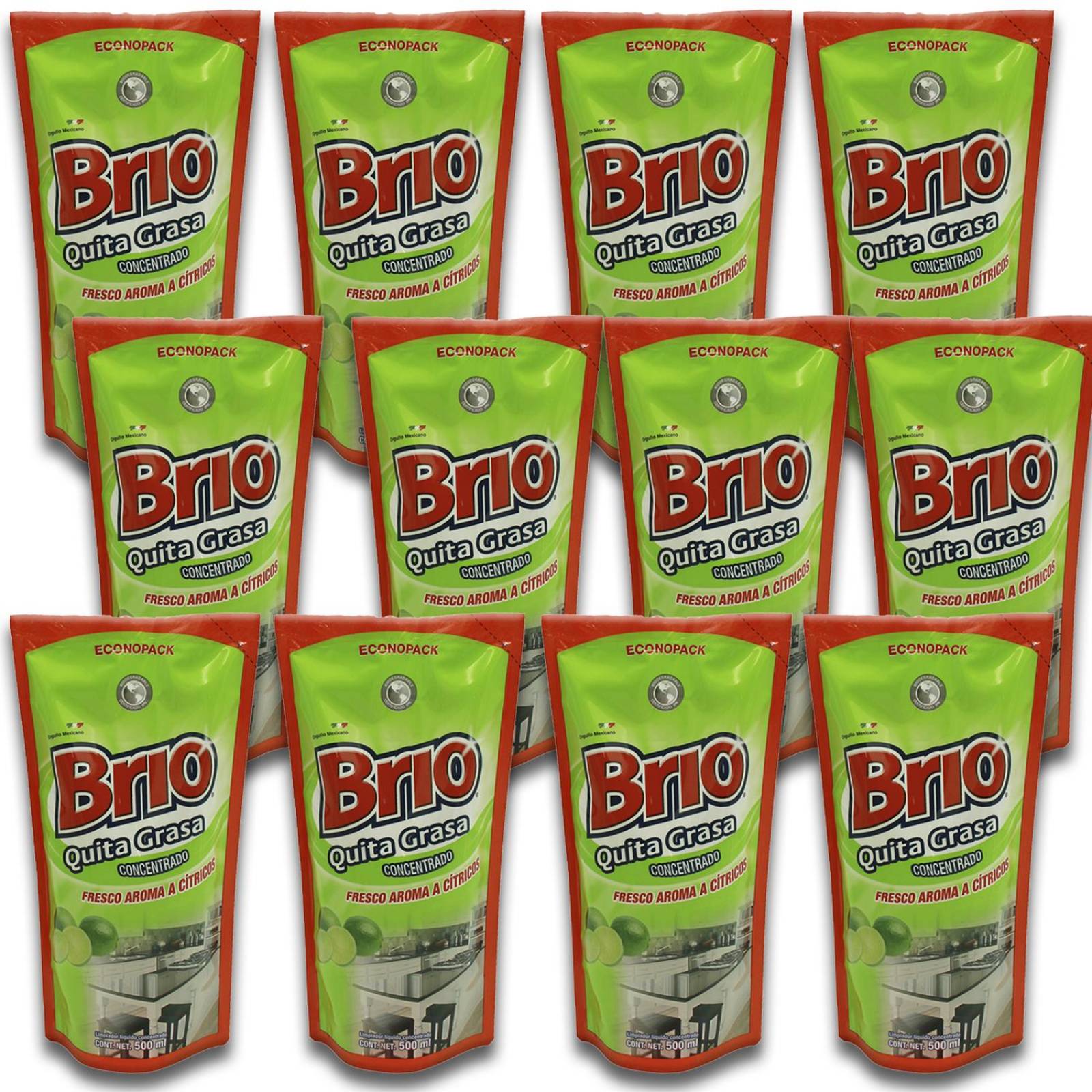 12Pk - Brio Quita Grasa Citricos Econopack 500Ml 