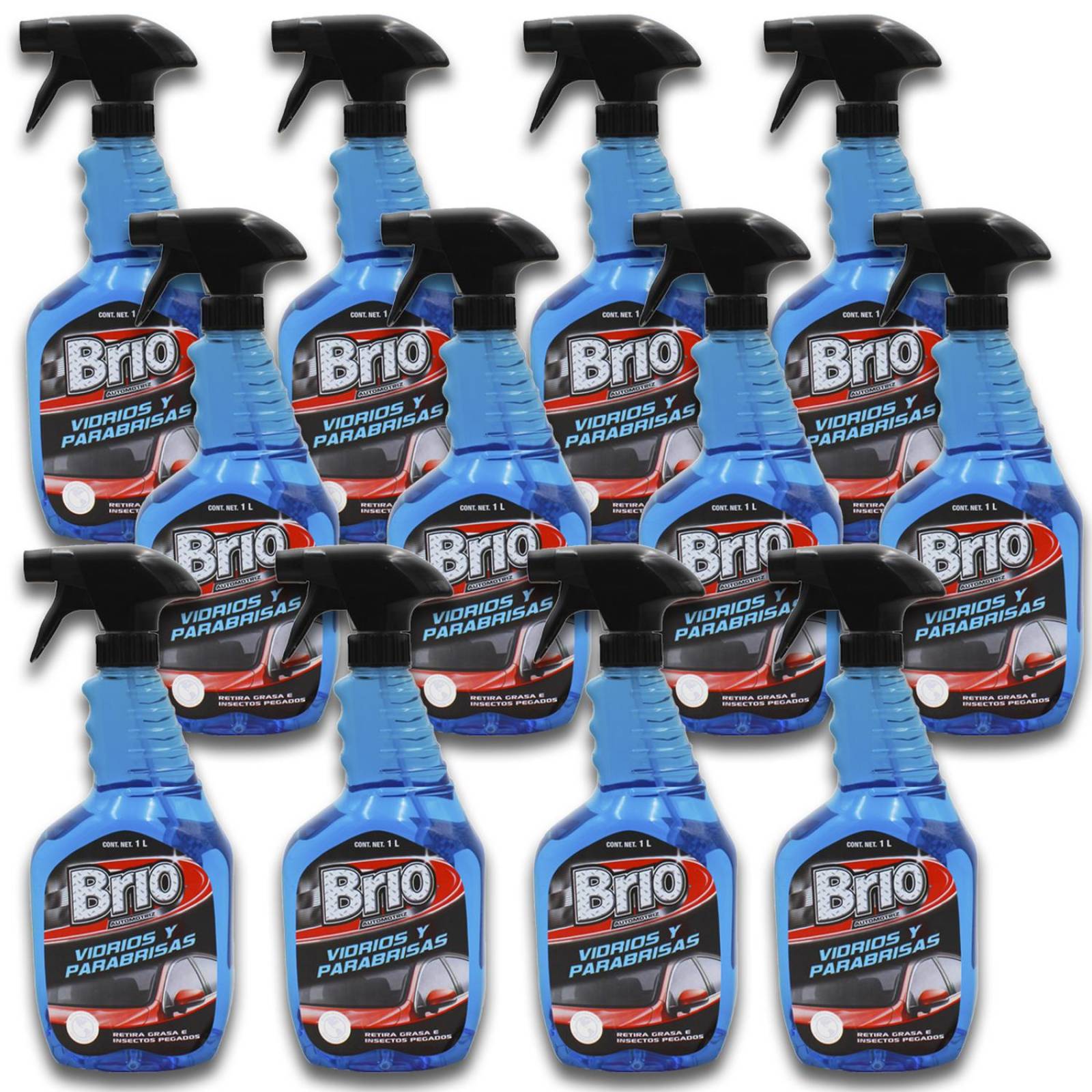 12Pk - Brio Limpiador De Vidrios Y Parabrisas 1Lt 