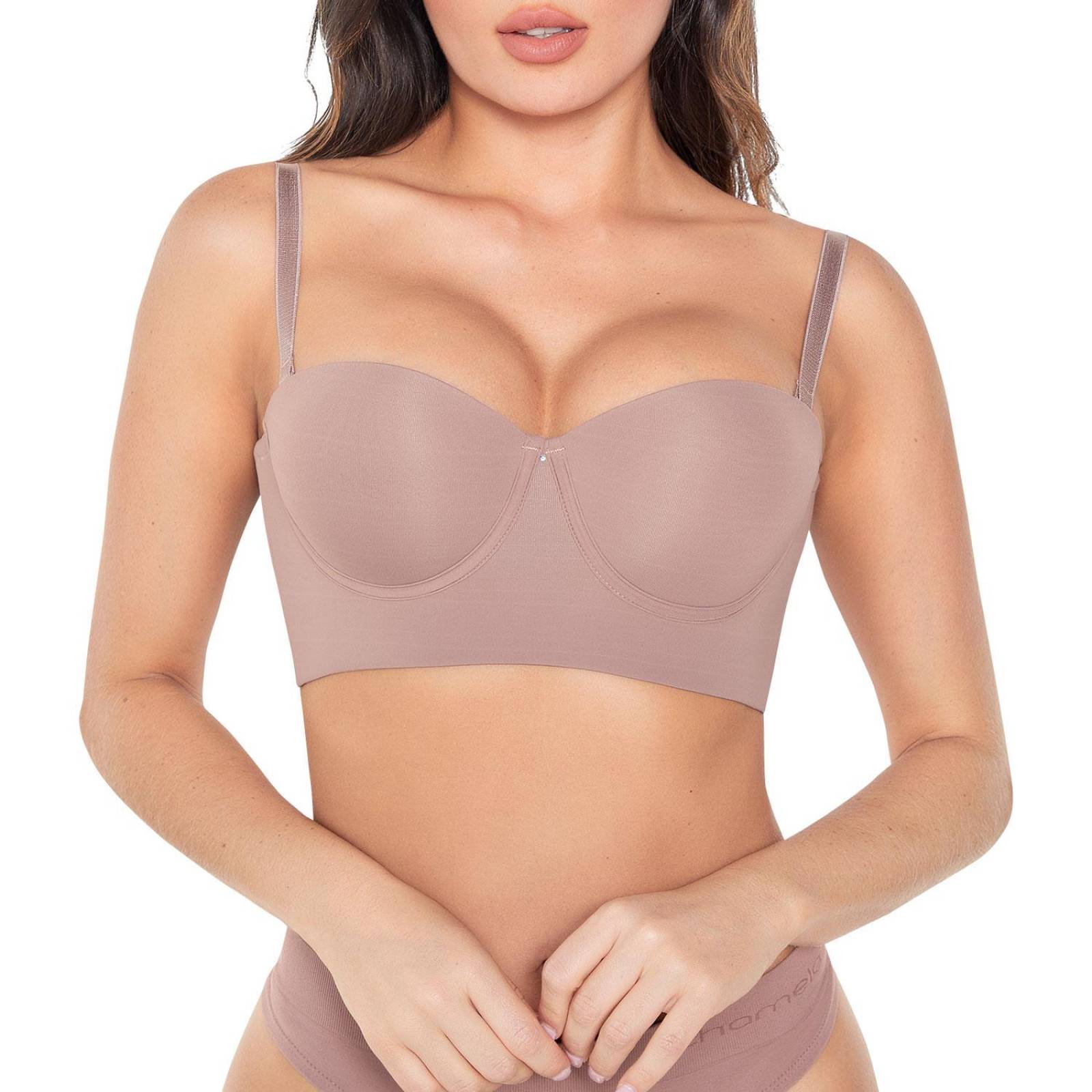 Brasier Strapless Espalda Ancha con Copa Prehormada Mujer 