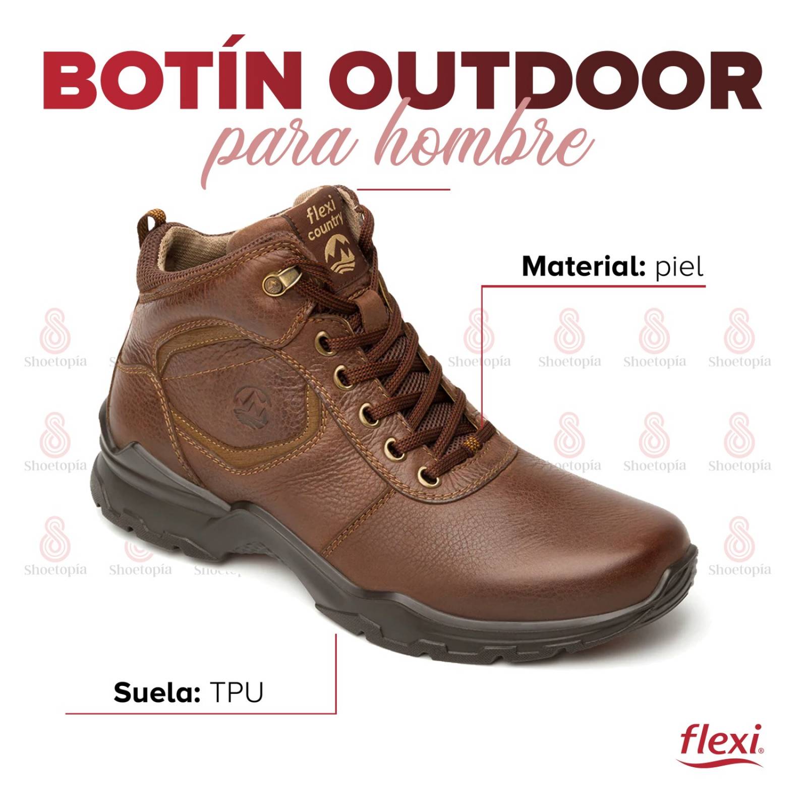 Botín Outdoor Flexi Country Hombre Piel Multitextura - 77802