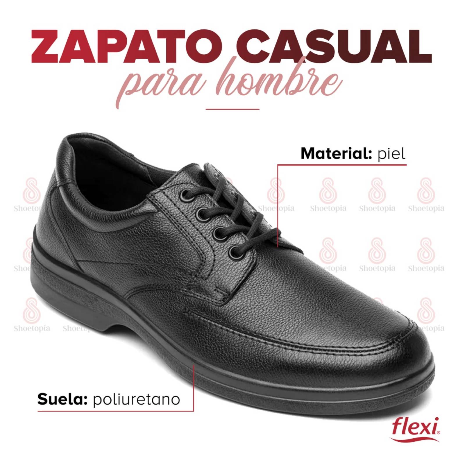 Zapato Flexi Hombre Casual Piel Graneada Y Pespuntes-91607