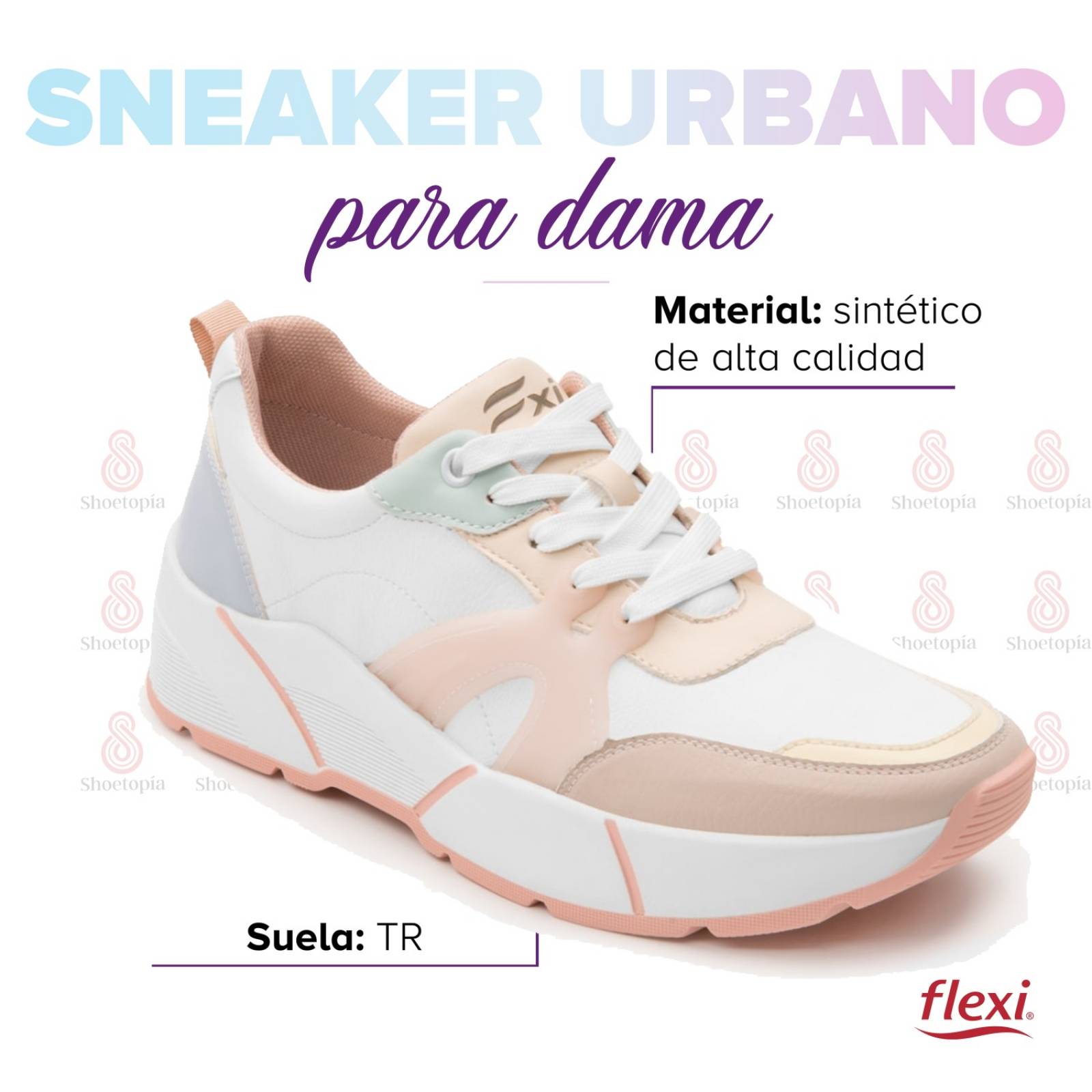 Tenis Plataforma Mujer Flexi Urbano Multicolor - 116401