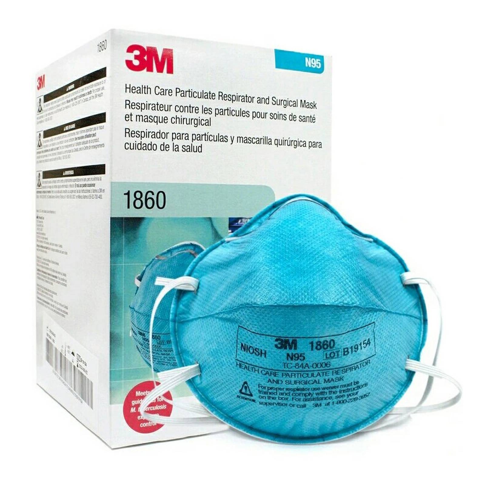 Caja de 20 Cubrebocas 3M Unisex Azul N95 1860