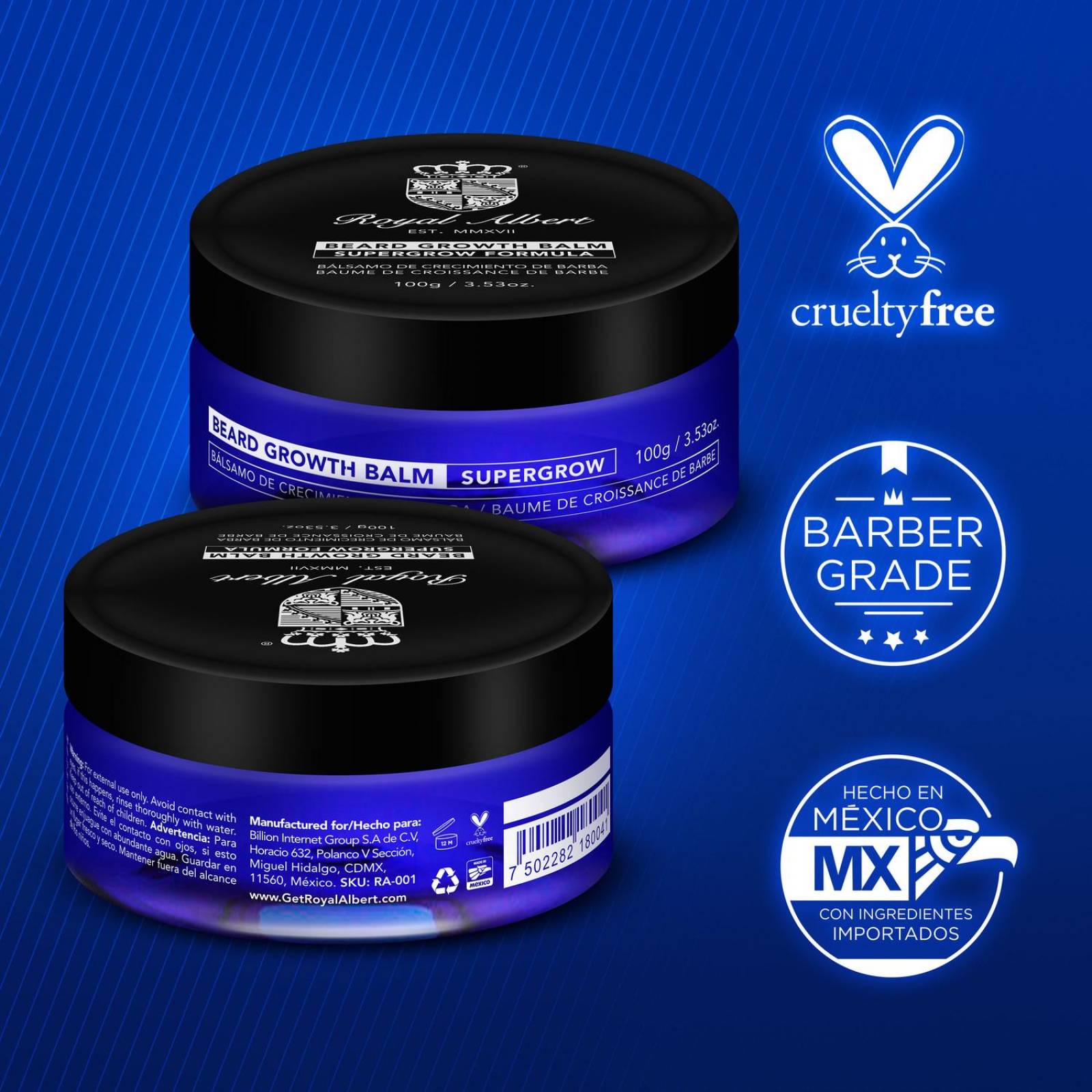 Bálsamo de Crecimiento Barba y Bigote Royal Albert,100g 
