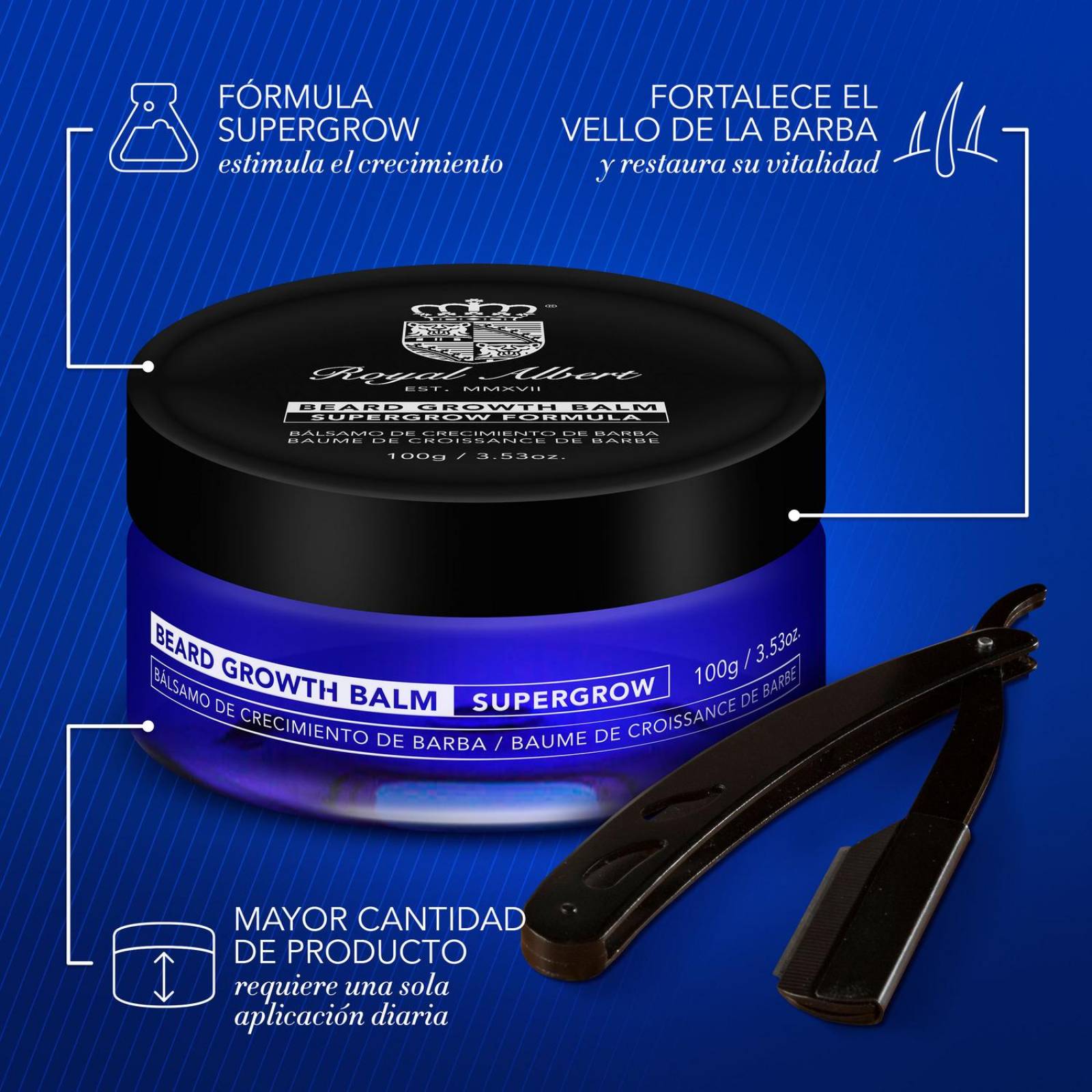 Bálsamo de Crecimiento Barba y Bigote Royal Albert,100g 