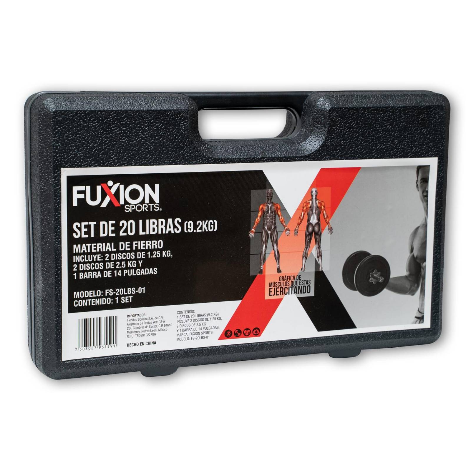 Set De 20 libras De Discos Con Estuche (9.2kg) FS-20LBS-01(CL) 