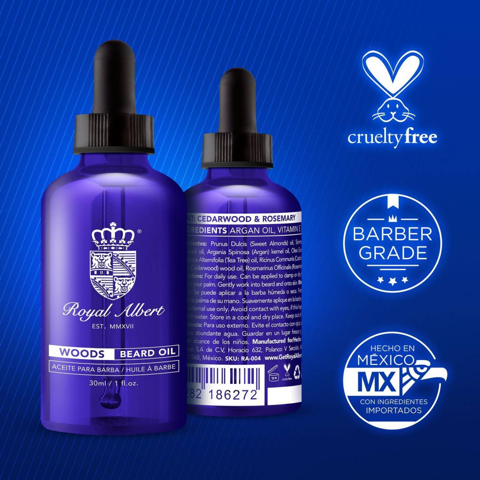Aceite para Barba y Bigote Royal Albert, Aroma Woods 