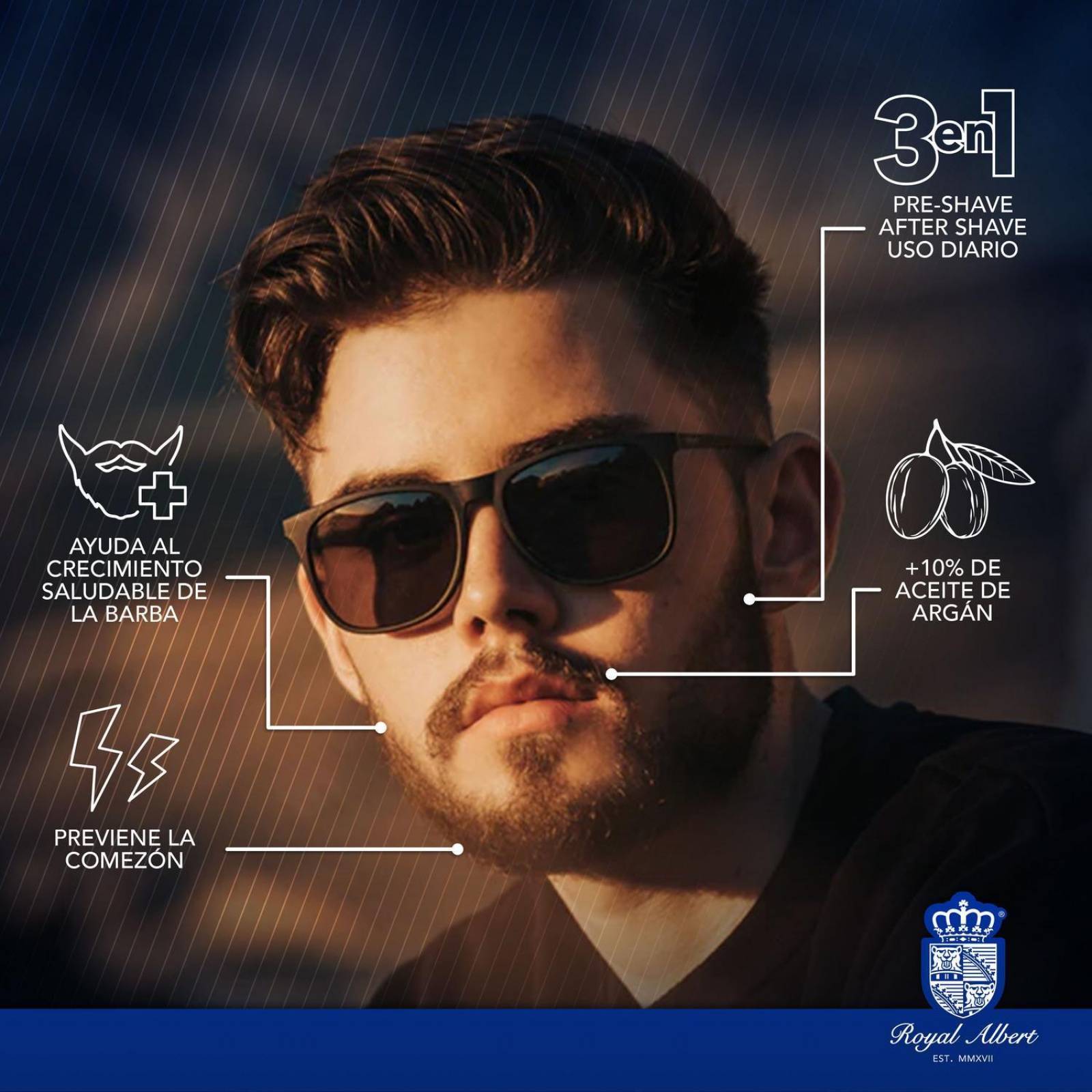 Aceite para Barba y Bigote Royal Albert, Aroma Woods 