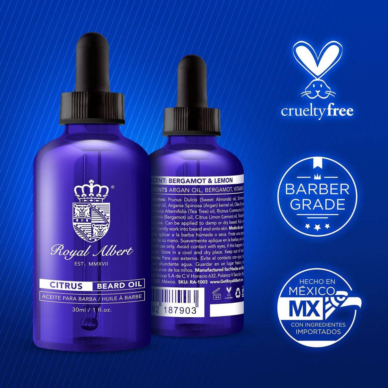 Aceite para Barba y Bigote Royal Albert, Aroma Citrus 