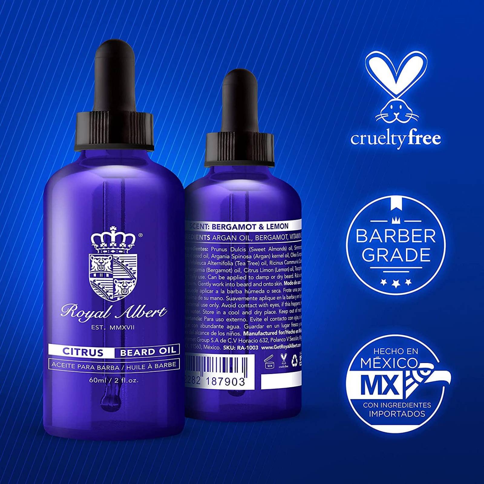 Aceite para Barba y Bigote Royal Albert, Aroma Citrus 