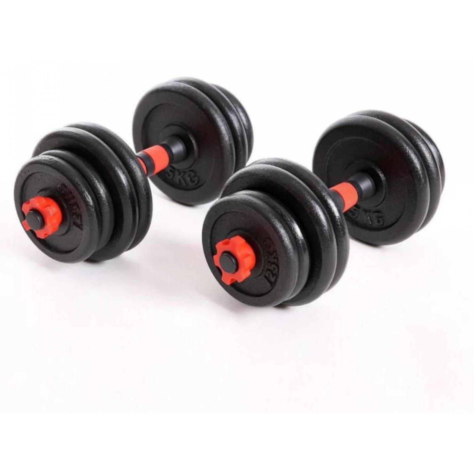 Set De 2 Mancuernas Ajustables Con Discos De Metal 30 Kg Negro unitalla