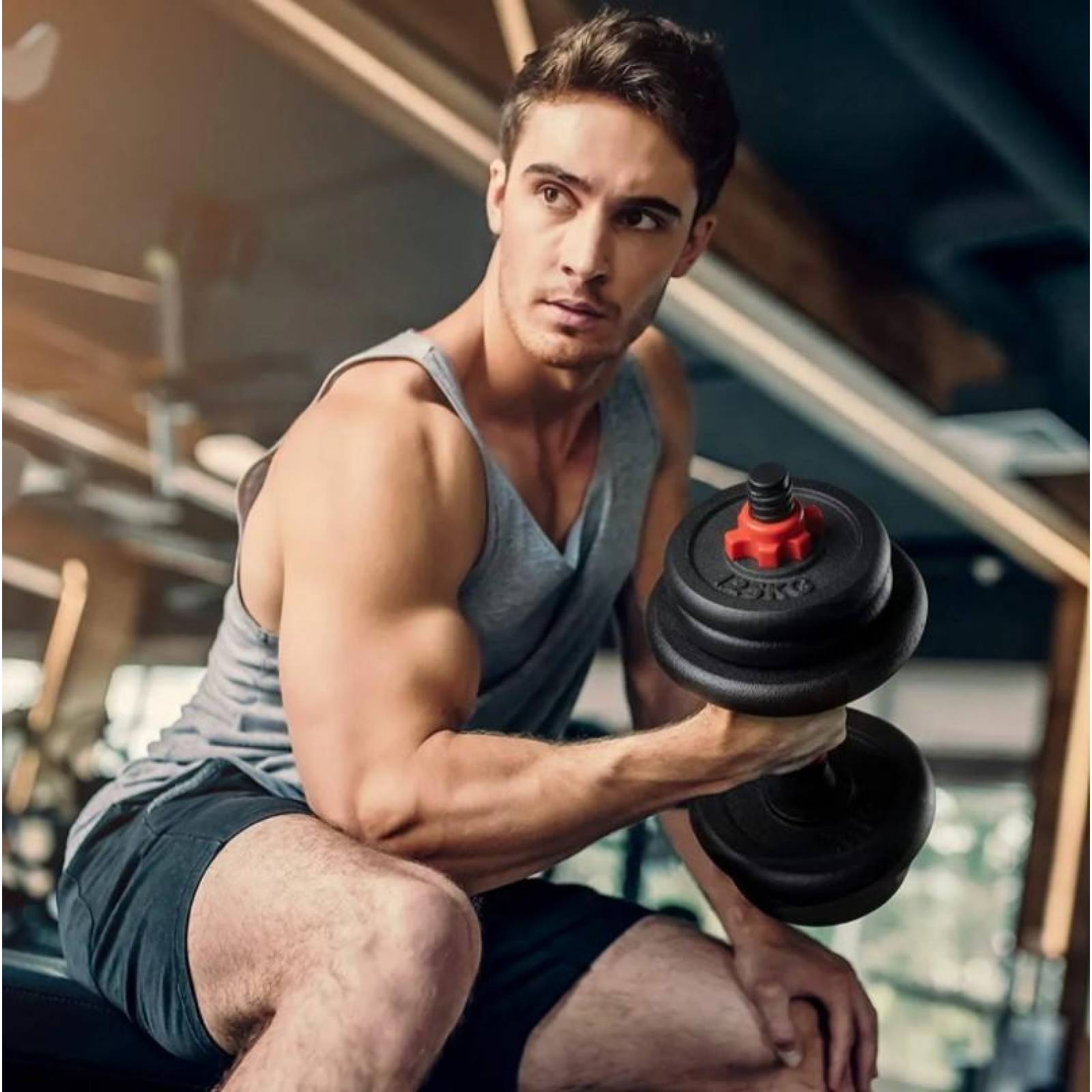 Set 2 Mancuernas Ajustables Fuxion Sports, 15 kg. Negro unitalla