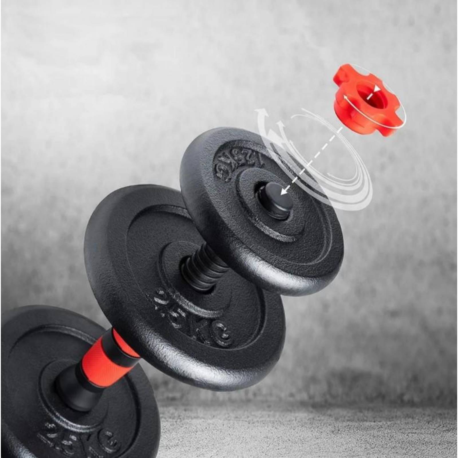 Set 2 Mancuernas 15 kg, Fuxion Sports, Metal con 8 Discos Negro unitalla