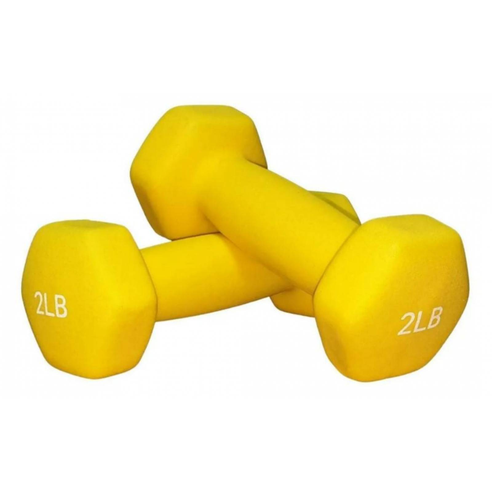 Par De Mancuernas Hexagonales Neopreno 2 Lb 0.9 Kg Amarillo set 2 2lb