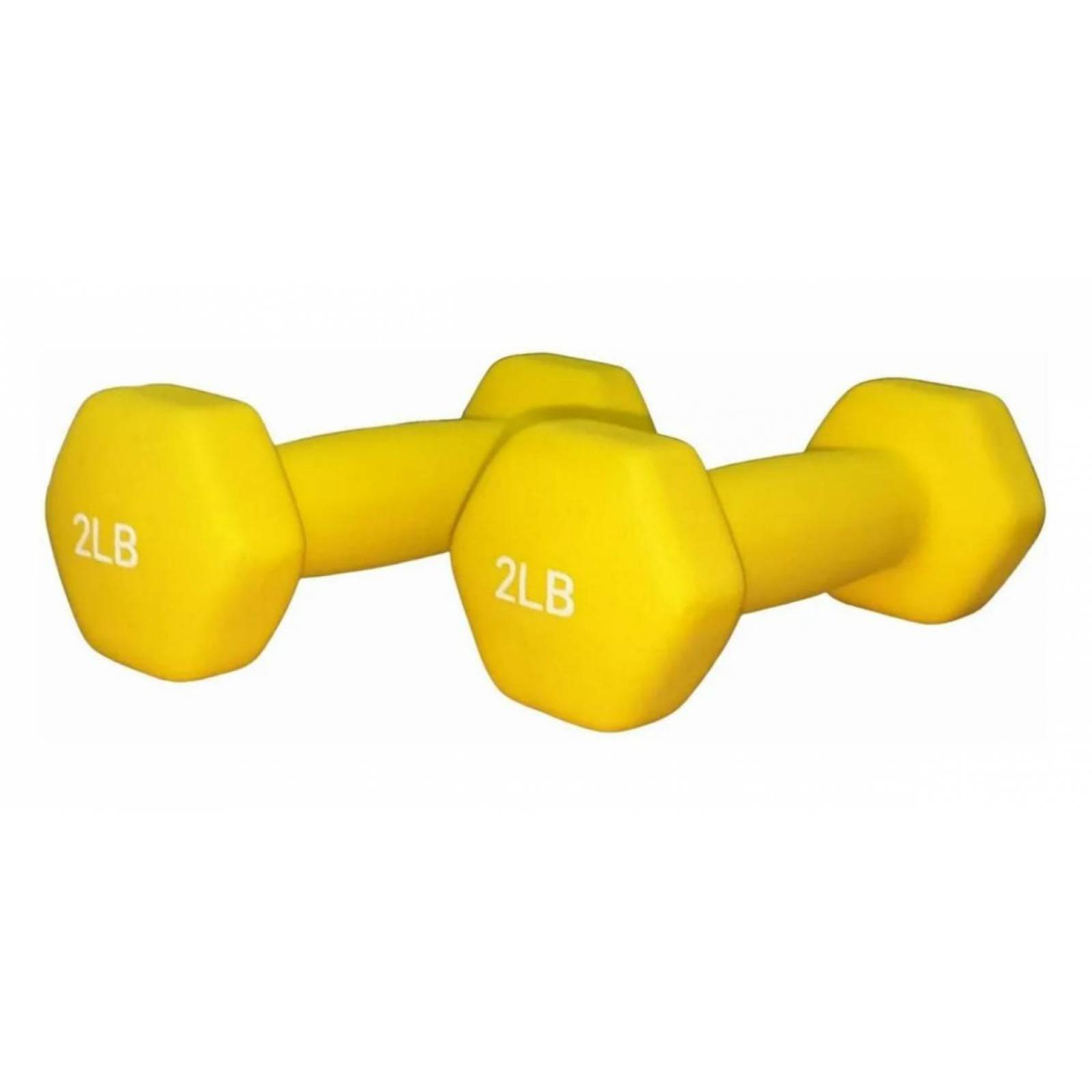 Par De Mancuernas Hexagonales Neopreno 2 Lb 0.9 Kg Amarillo set 2 2lb