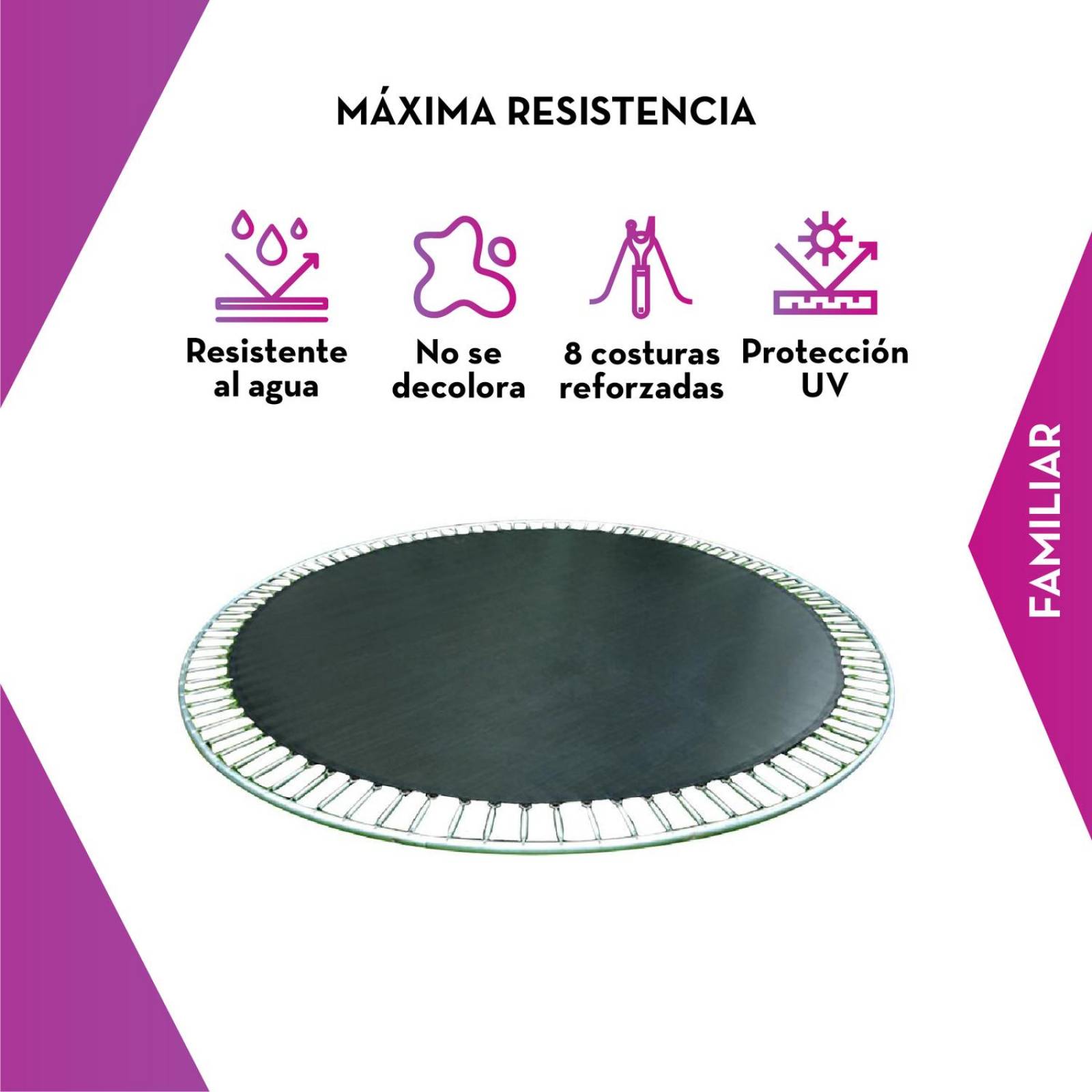 Trampolín Brincolín 12 Pies Fuxion Sports, Familiar, Seguro Verde Unitalla