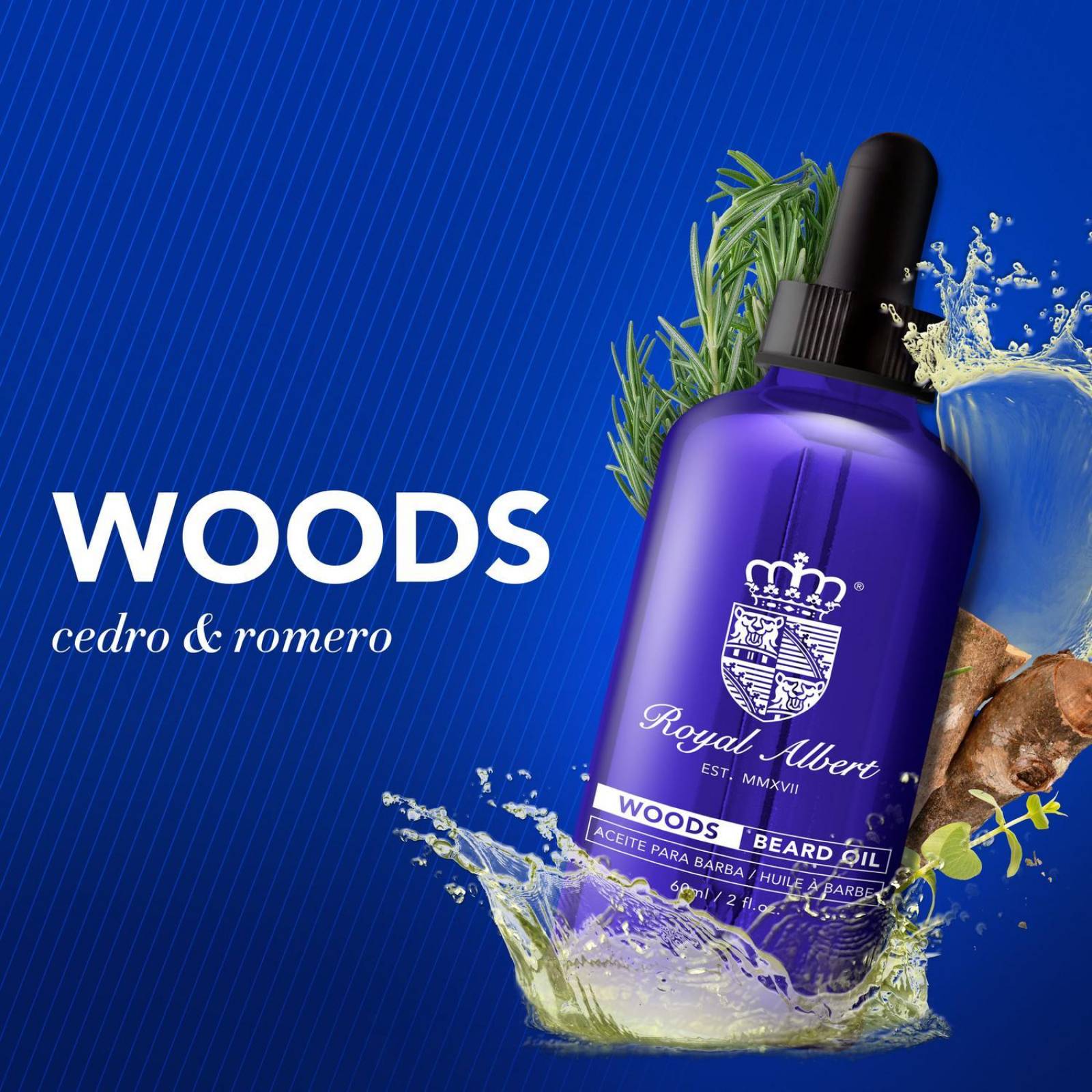 Aceite para Barba y Bigote Royal Albert, Aroma Woods, 60 ml 