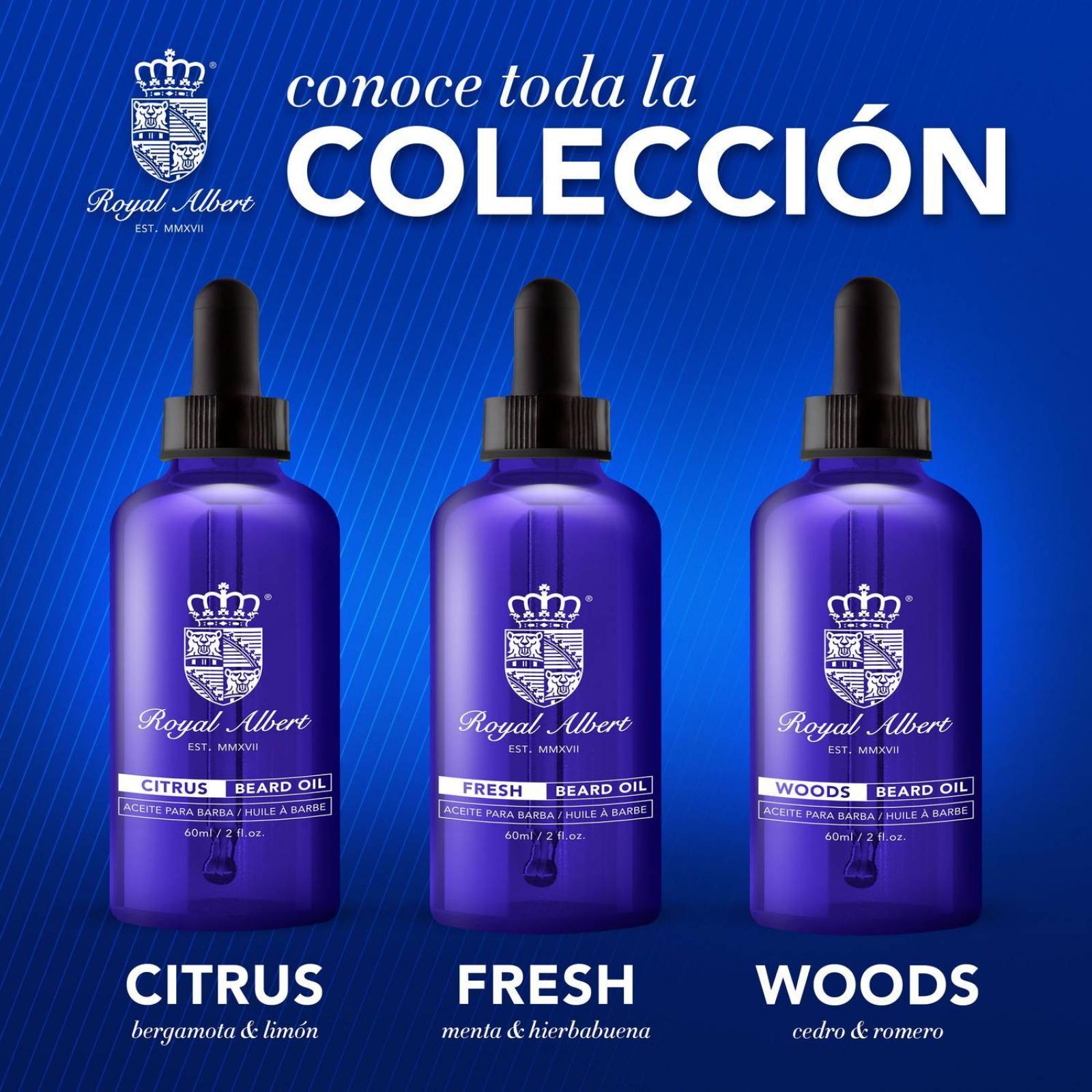 Aceite para Barba y Bigote Royal Albert, Aroma Woods, 60 ml 