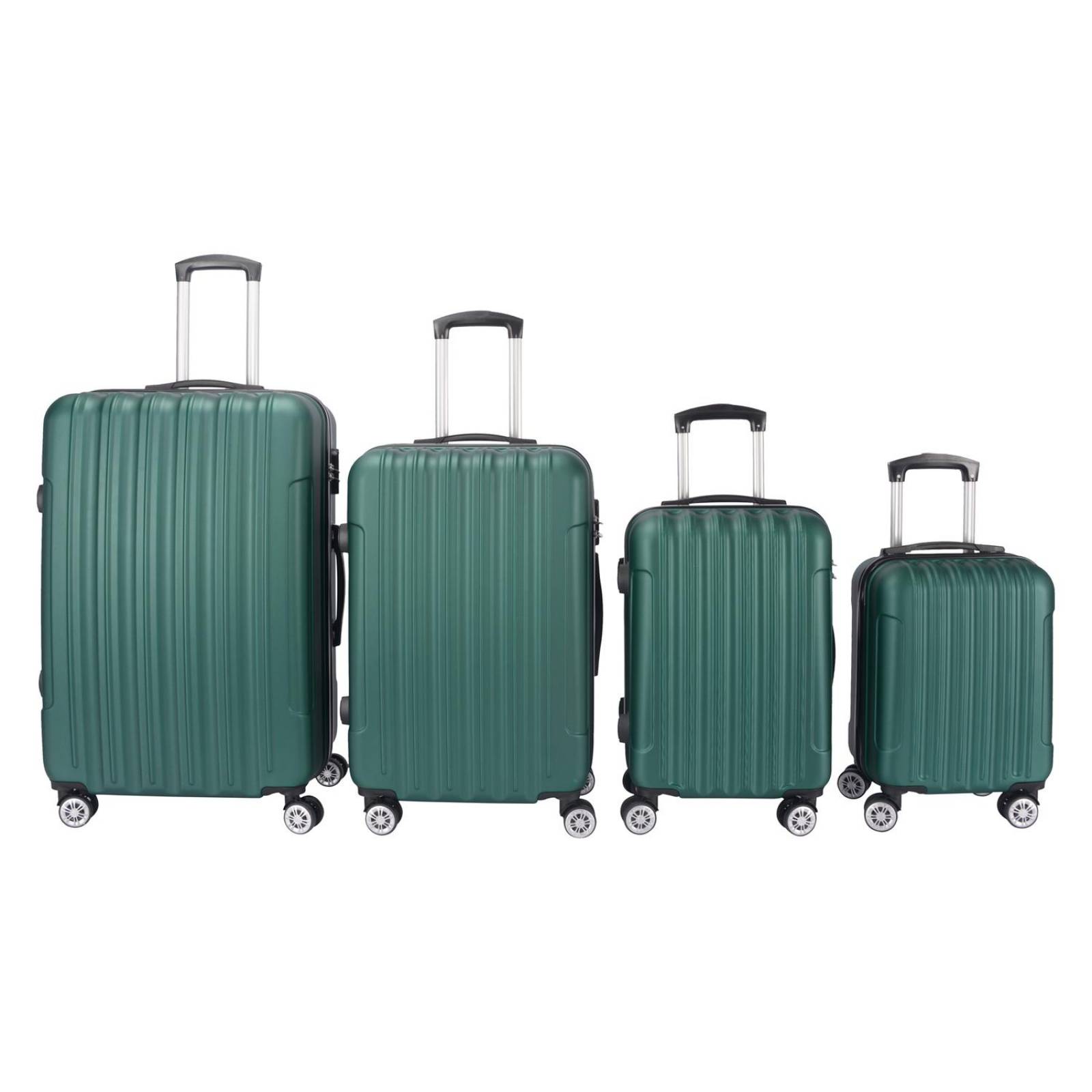 Set de 4 Maletas Check In, Resistente ABS, Amplias y Ligeras Verde Unitalla