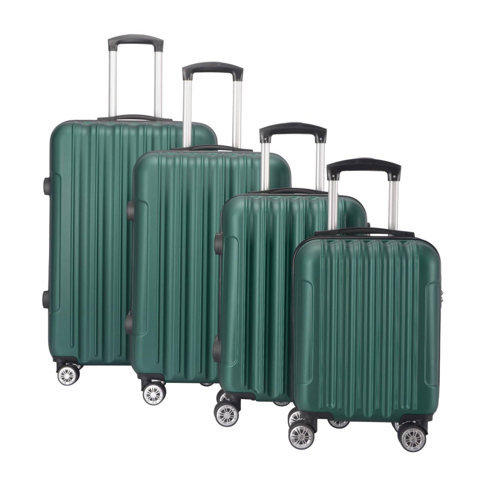 Set de 4 Maletas Check In, Resistente ABS, Amplias y Ligeras Verde Unitalla