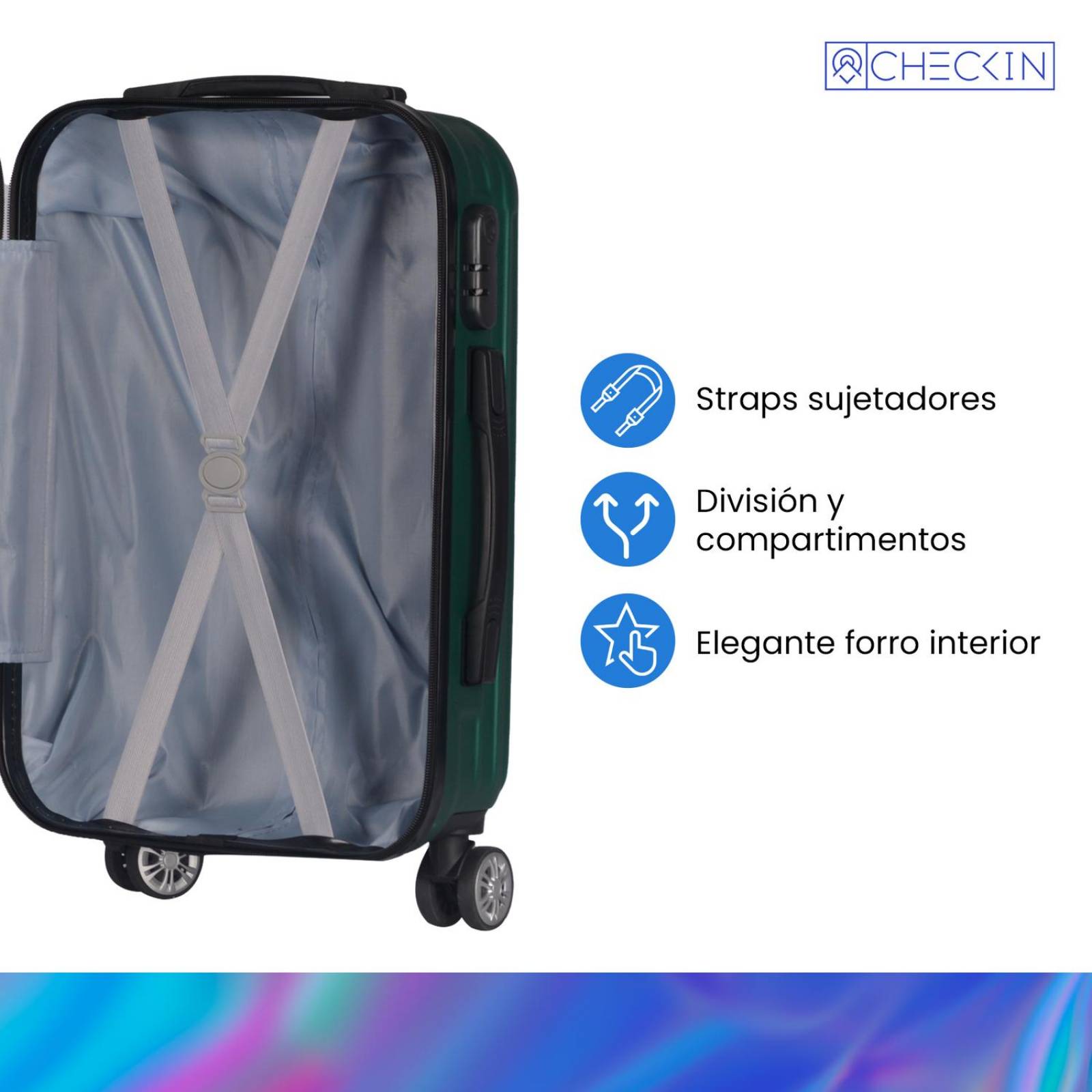 Set de 4 Maletas Check In, Resistente ABS, Amplias y Ligeras Verde Unitalla