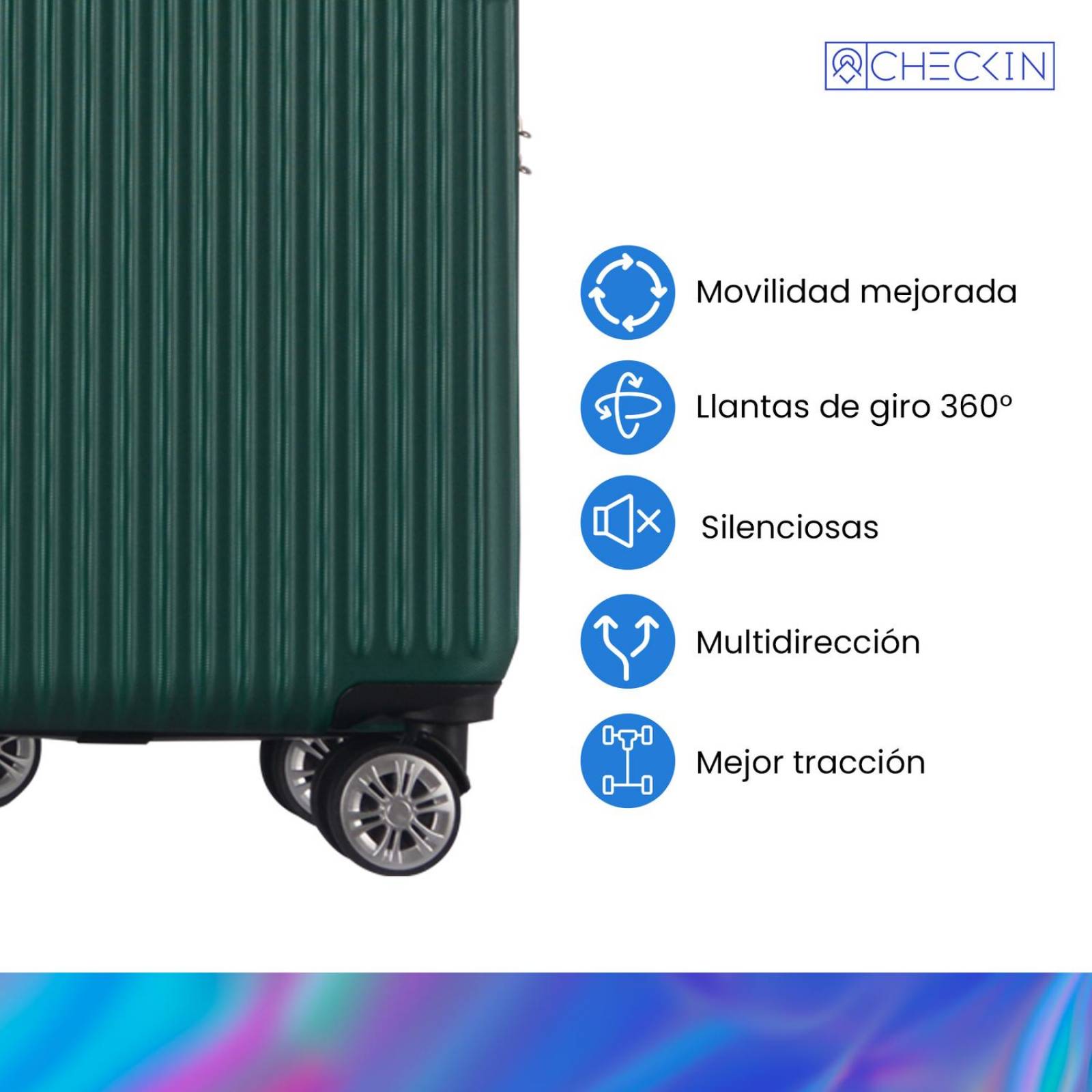 Set de 4 Maletas Check In, Resistente ABS, Amplias y Ligeras Verde Unitalla