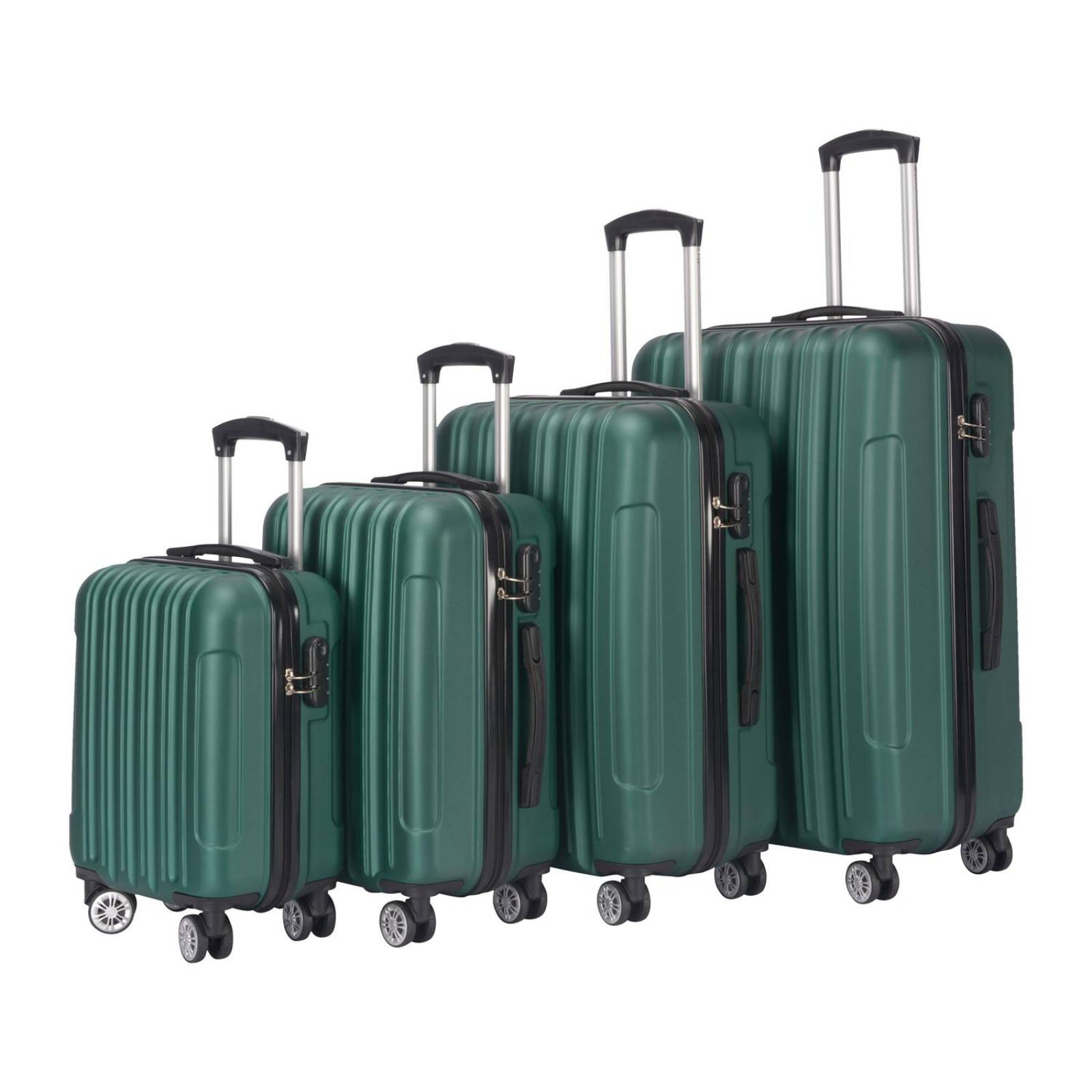 Set de 4 Maletas Check In, Resistente ABS, Amplias y Ligeras Verde Unitalla