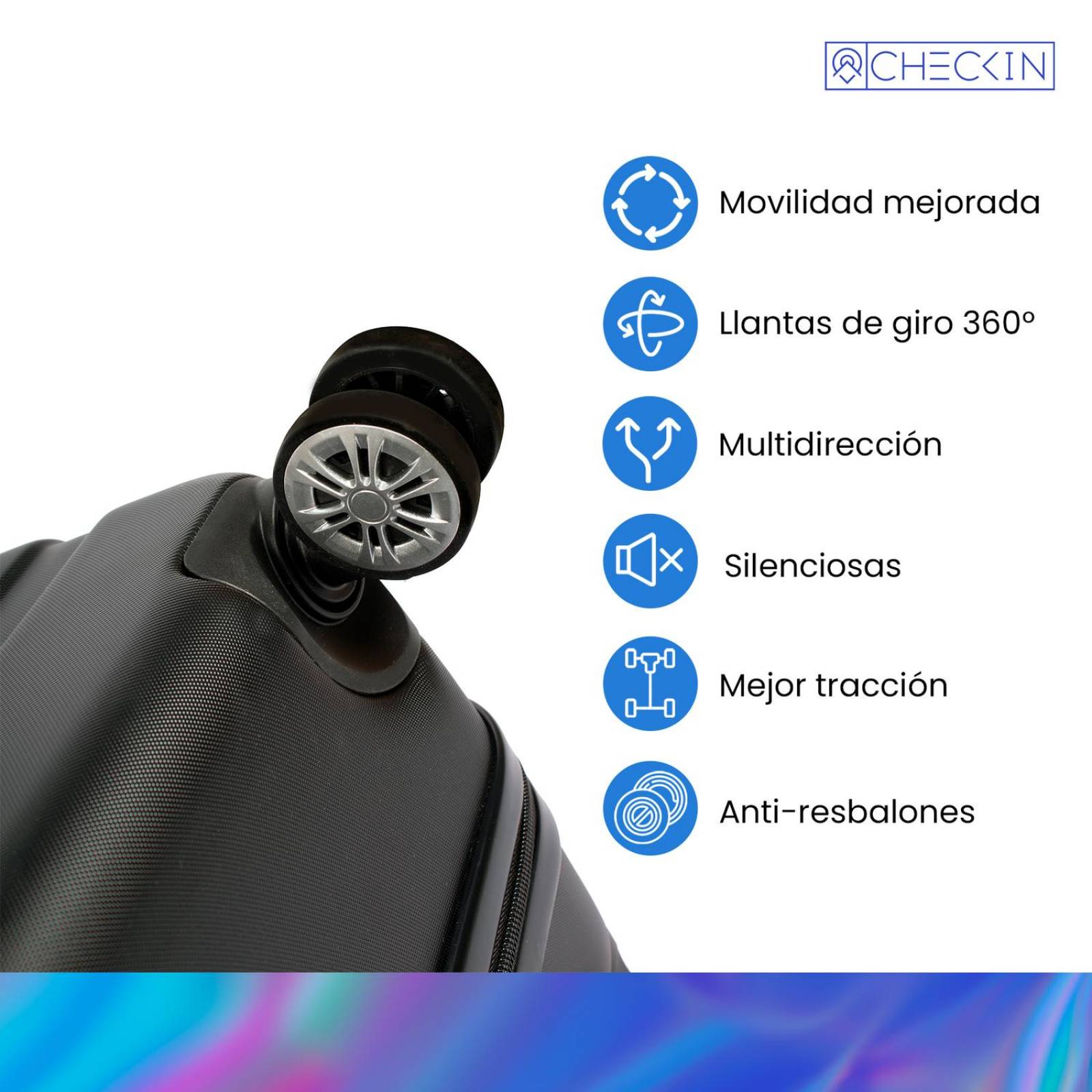 Juego de 3 Maletas de Viaje Check In, Diferentes Tamaños Negro