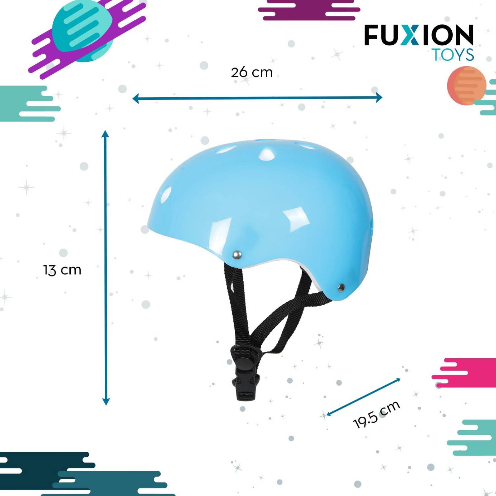 Casco para Niños Fuxion Toys, Cinta de Seguridad Ajustable Azul cielo Unitalla