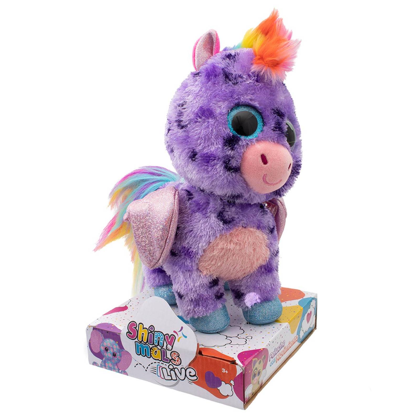 Peluche con Movimiento Shinymals, Unicornio, Suave, Mide 10 Unitalla Lila