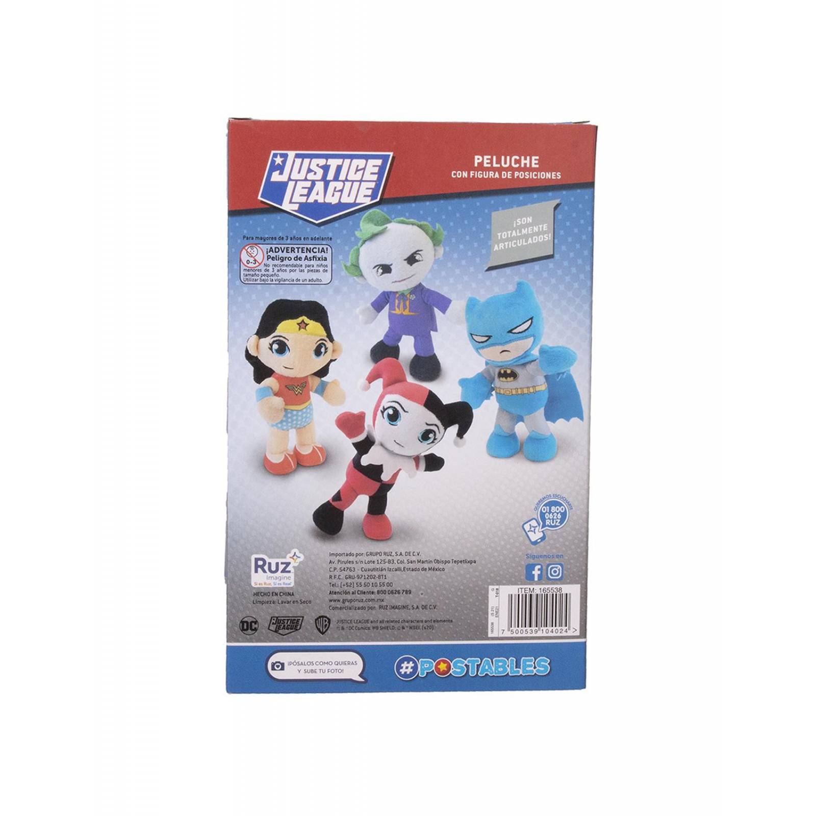 Peluche Articulado Batman, Juguete DC Comics, Coleccionable Azul Unitalla