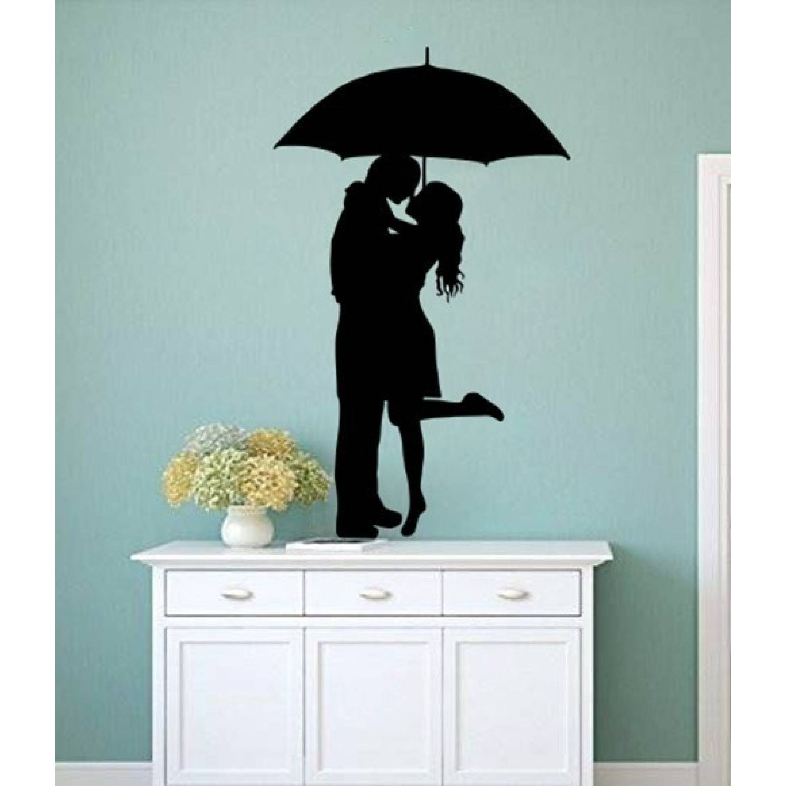 Vinilos Decorativos Vinilo Para Pared Pareja Bajo La Lluvia