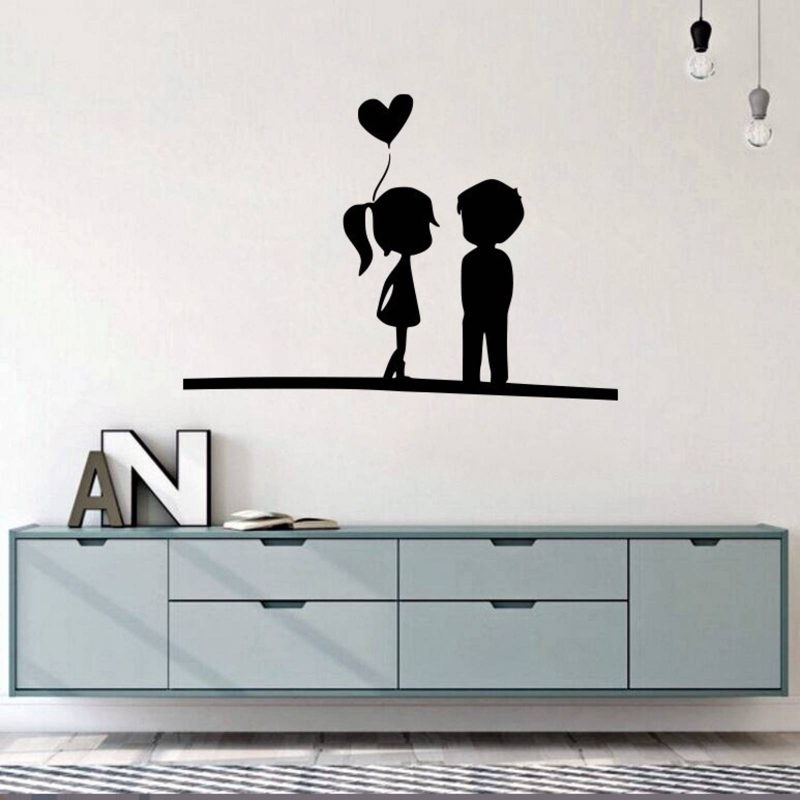 Vinilos Decorativos Vinilo Para Pared Niña Globo Corazon