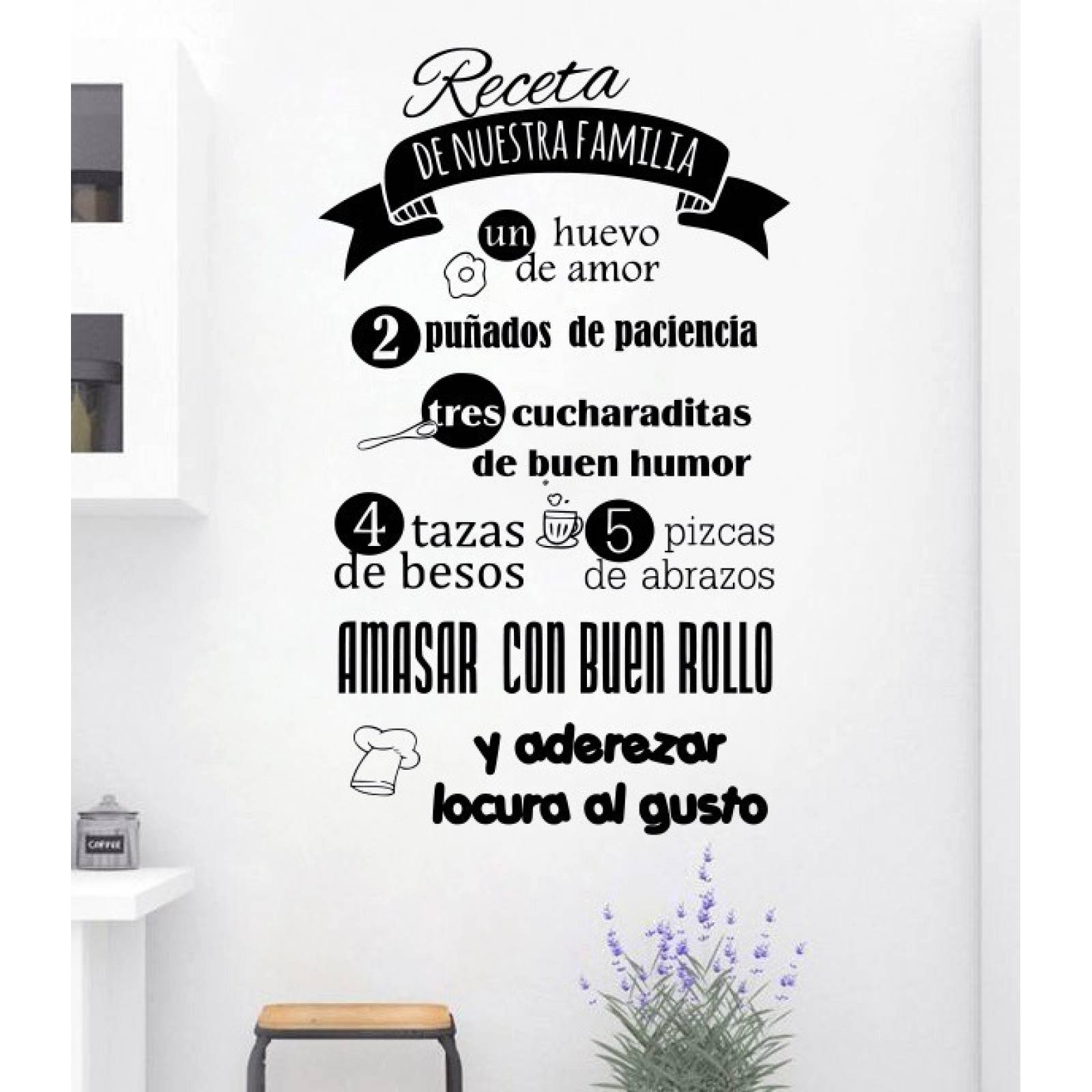 Vinil Decorativo Para Pared Frases Receta De Nuestra Familia