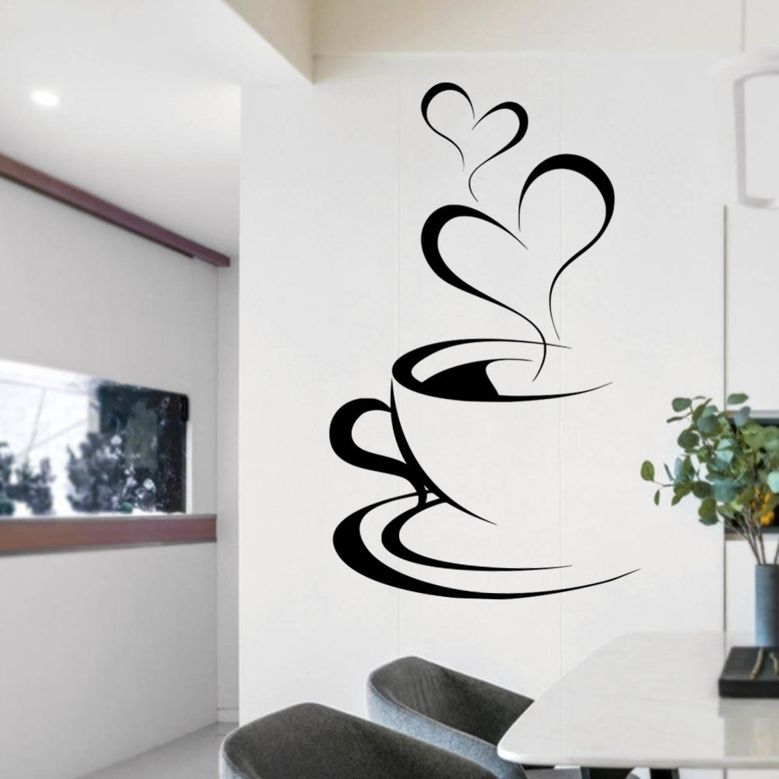 Vinilos Decorativos Vinilo Pared Silueta Taza Café Corazon