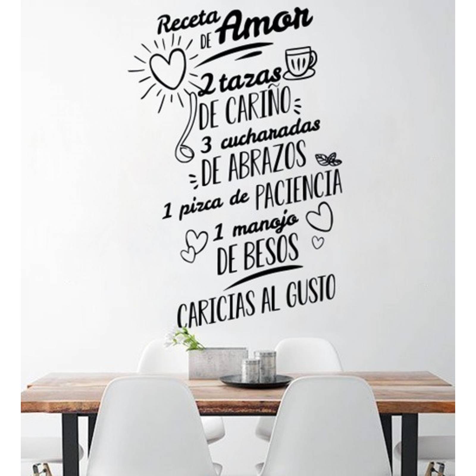 Vinil Decorativo Paredes Frases Letras Receta De Amor Cocina