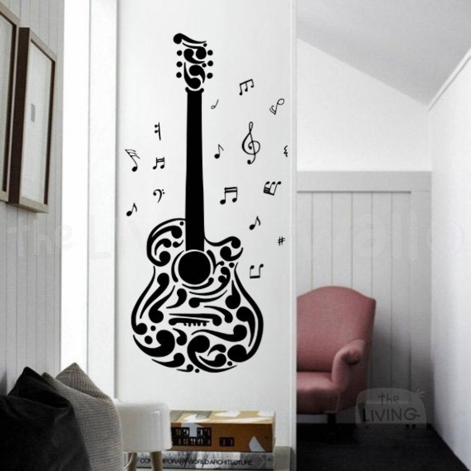 Vinilos Decorativos Vinil Para Pared Guitarra Nota Musical